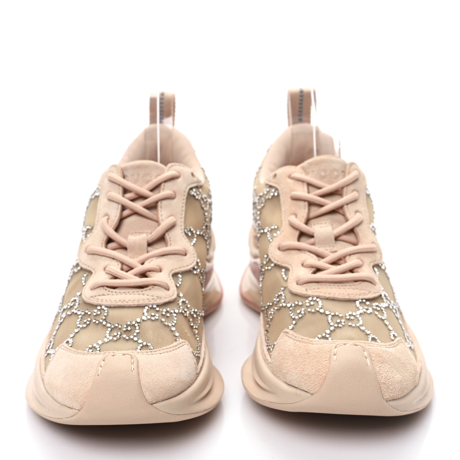 GUCCI Tela Retino Mesh Crystal Suede GG Monogram Womens