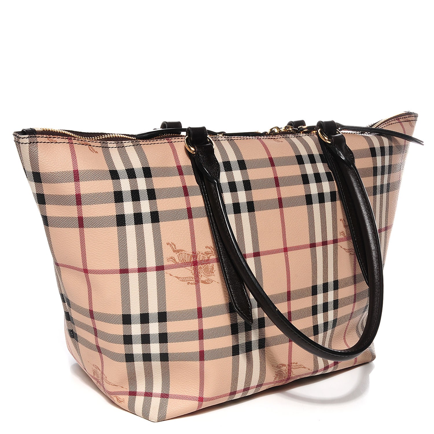 Burberry 8094944C1180 関税送料込 BURBERRY Haymarket Check Small Zip Tote Chocolate 94572