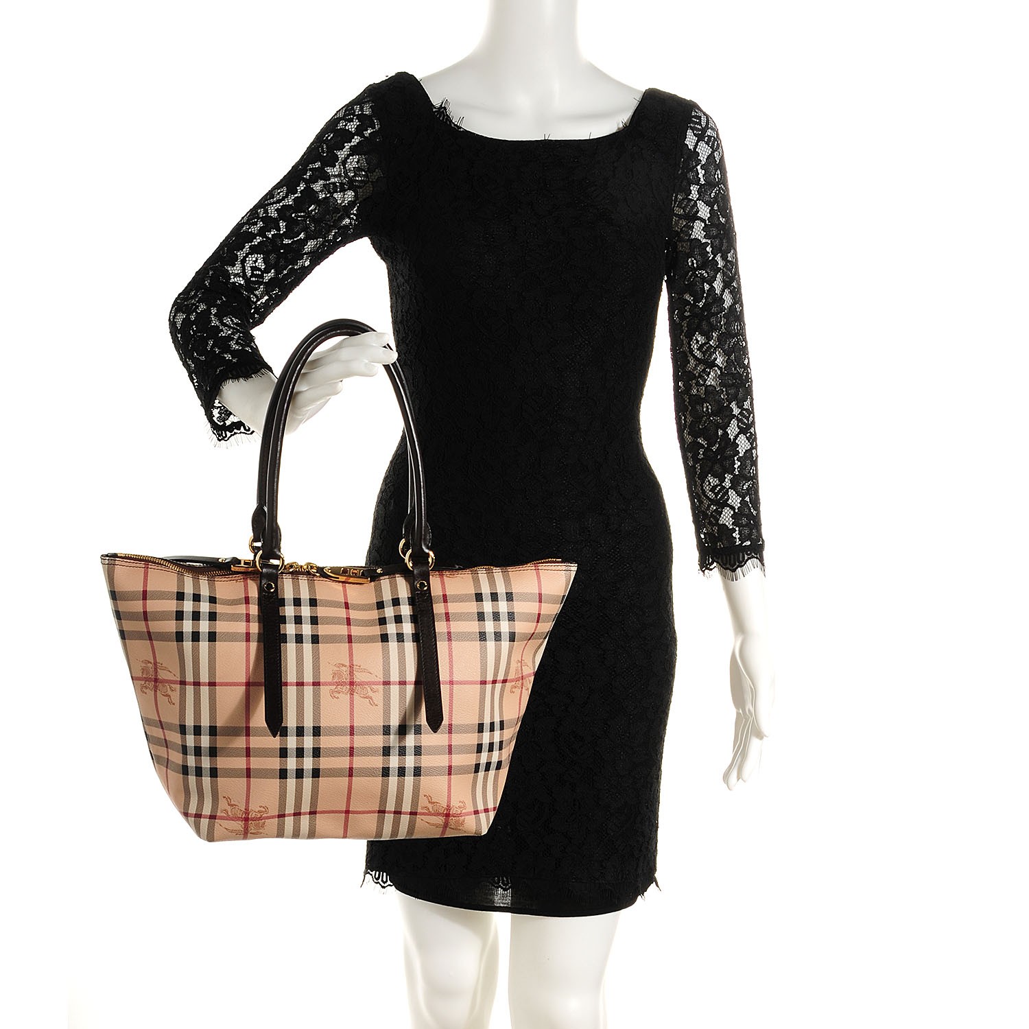 Burberry 8094944C1180 関税送料込 BURBERRY Haymarket Check Small Zip Tote Chocolate 94572