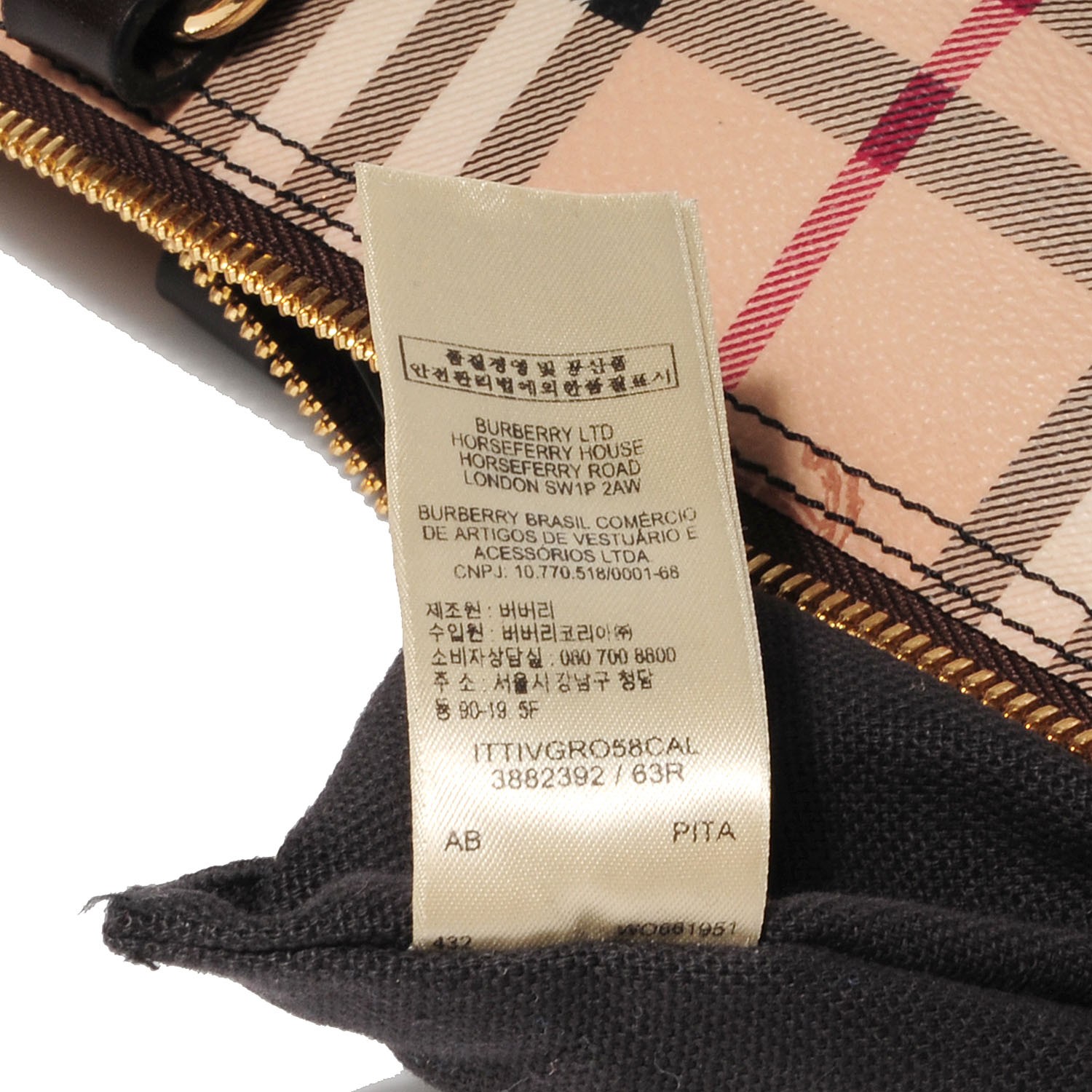 BURBERRY Haymarket Check Small Zip Tote Chocolate 94572