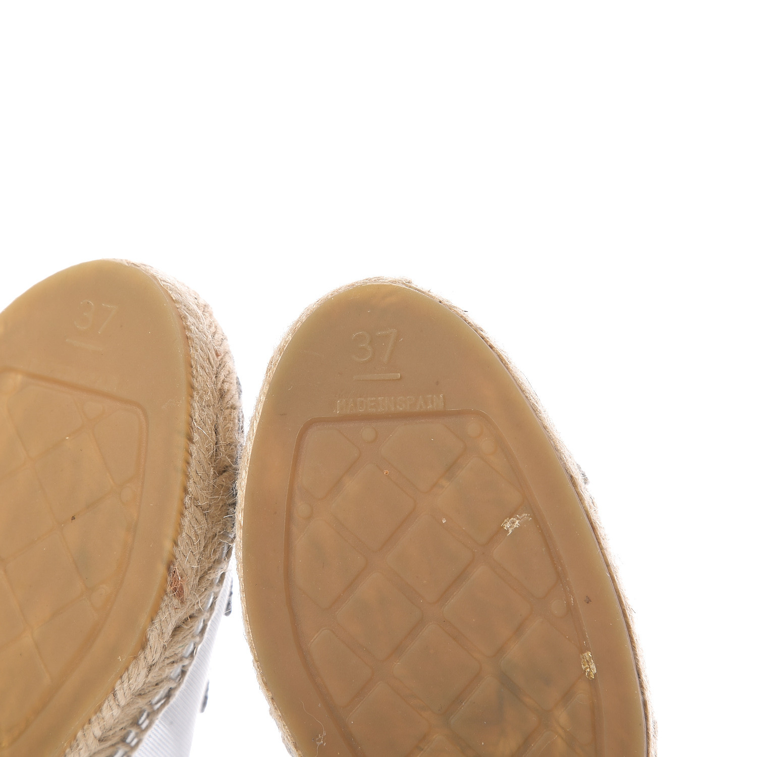CHANEL Mesh Grosgrain CC Espadrilles 37 Silver 573173