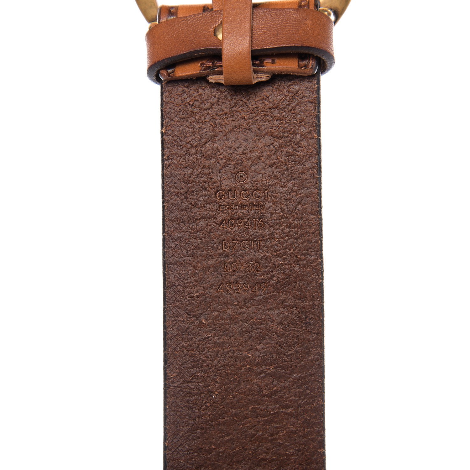 GUCCI Calfskin Gucci Loved Embossed Double G 40mm Belt 80 32