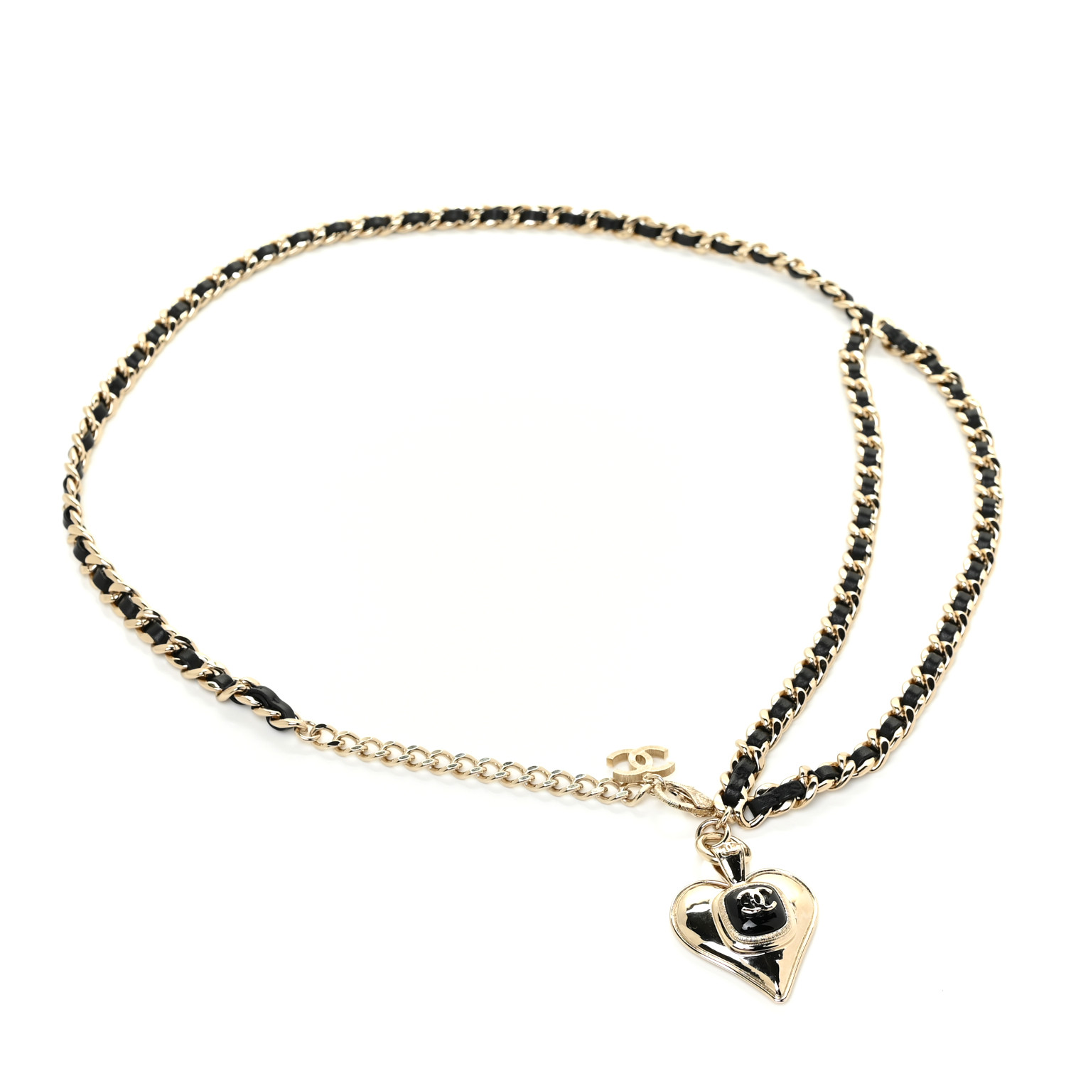 [CHANEL]★CC Logo Heart Chain Belt CHANEL Lambskin Enamel CC Heart Chain Belt Black Gold