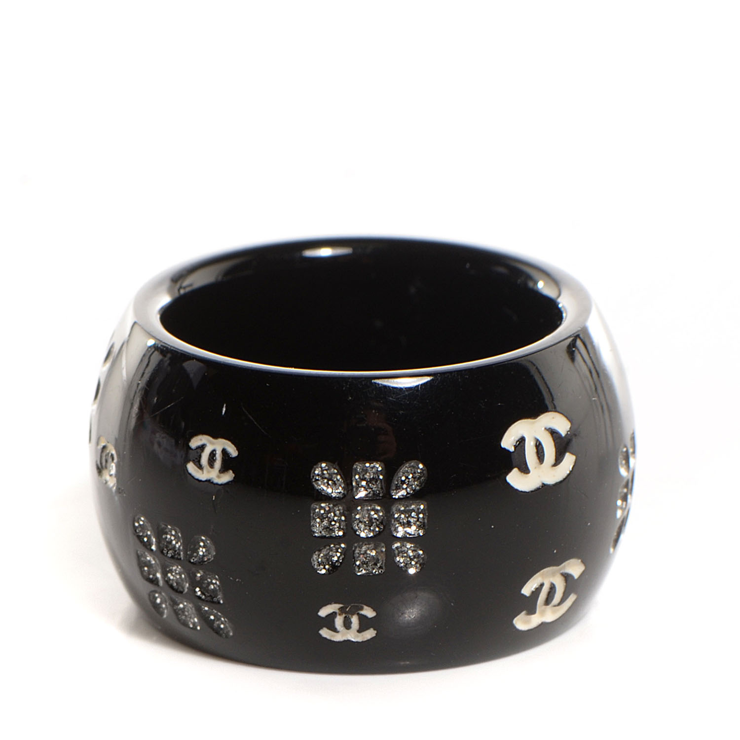 CHANEL Resin Matryoshka Russian Doll Ring 6.5 Black 84128