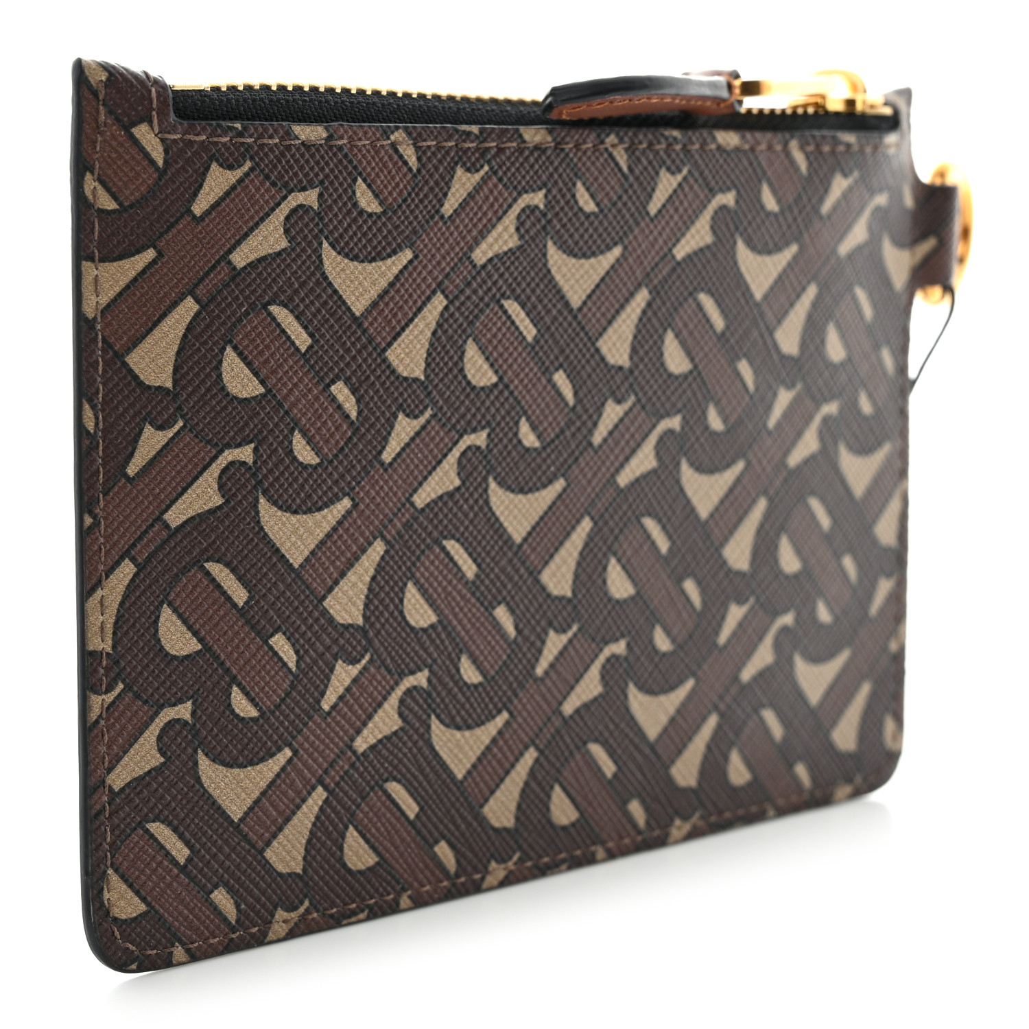 Burberry★素敵!TB Monogram E-Canvas Bridle Brown Wallet BURBERRY E-Canvas Monogram Alec Zip Pouch Bridle Brown