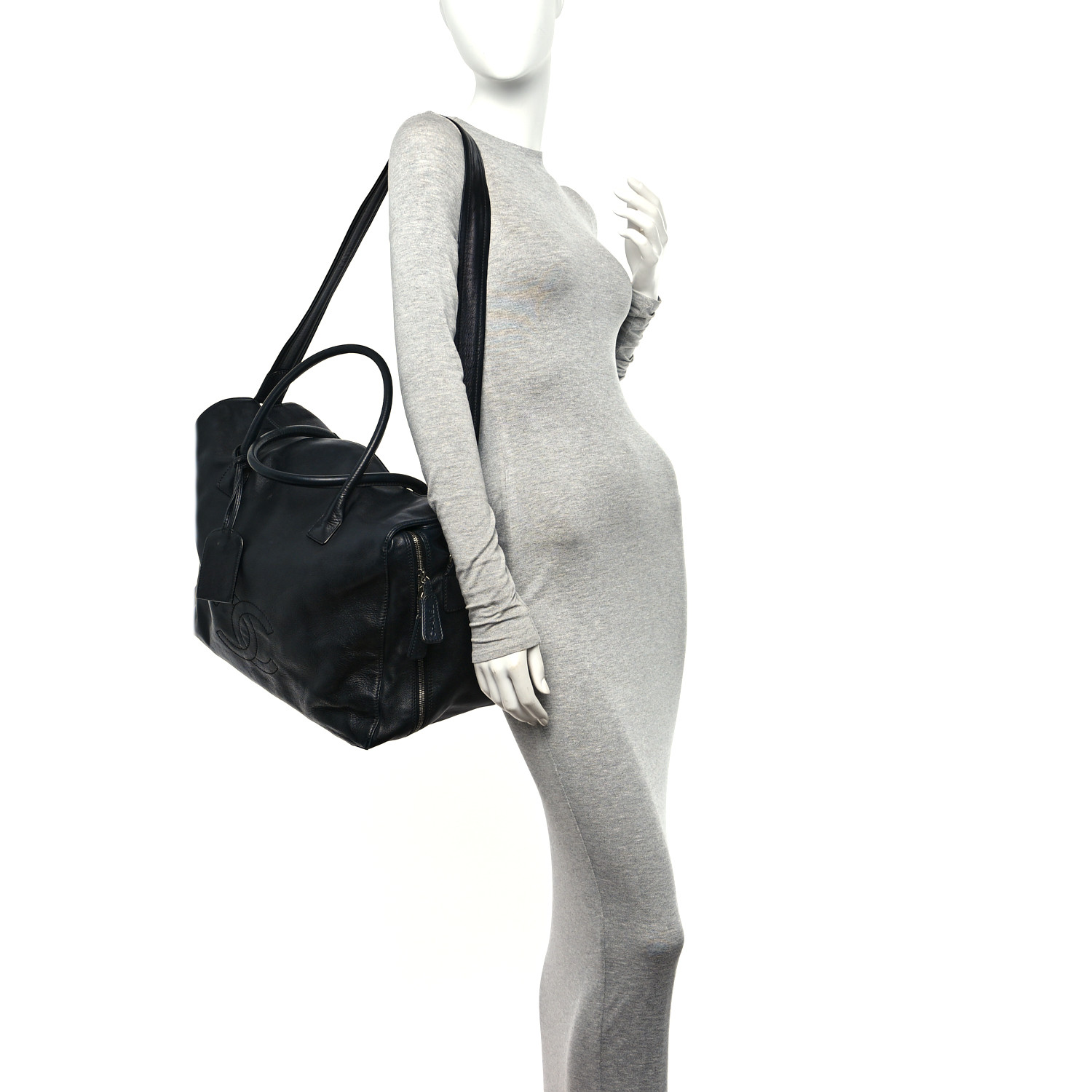 CHANEL Lambskin Timeless CC Duffle Bag Black 2