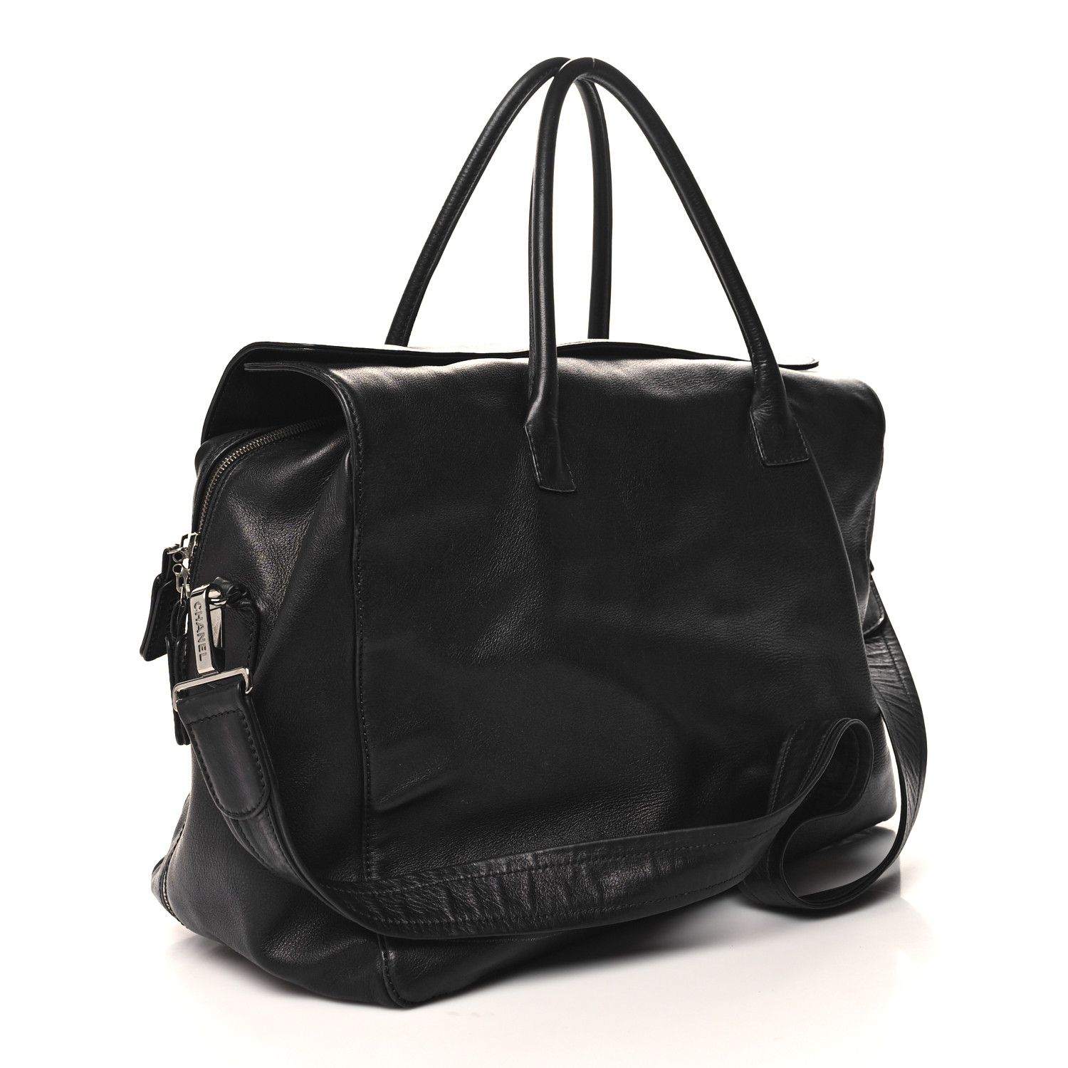 CHANEL Lambskin Timeless CC Duffle Bag Black 3