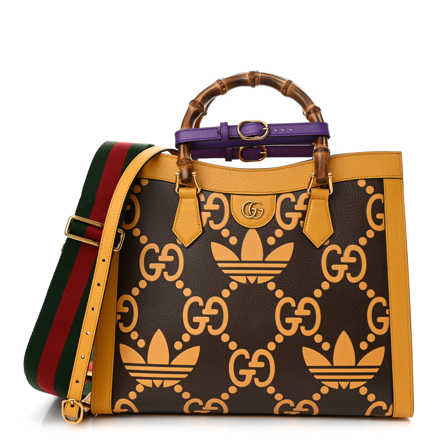 GUCCI X ADIDAS Textured Dollar Calfskin Jumbo GG Textured