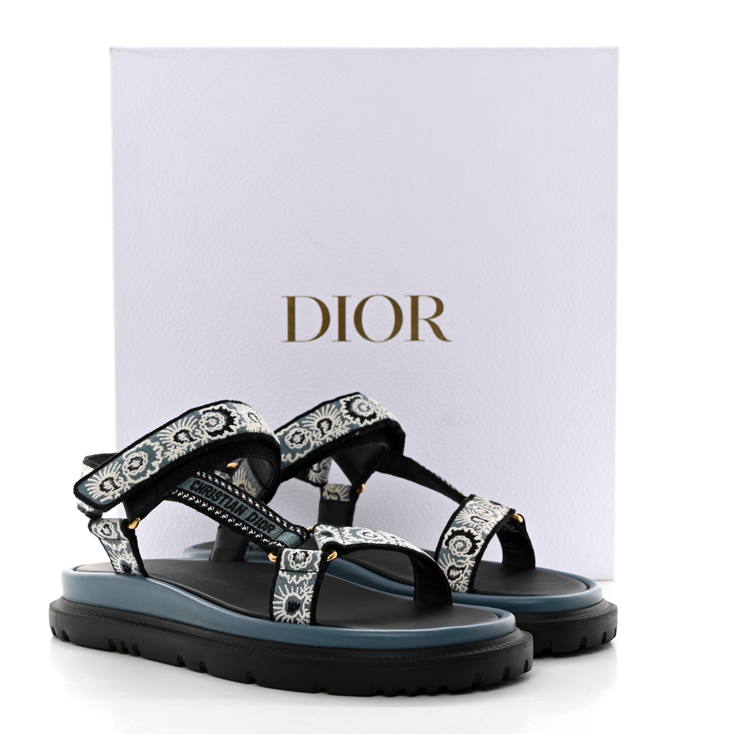 Christian Dior バンダナ ネイビー CHRISTIAN DIOR Canvas Embroidered Bandana 10mm D-Wave