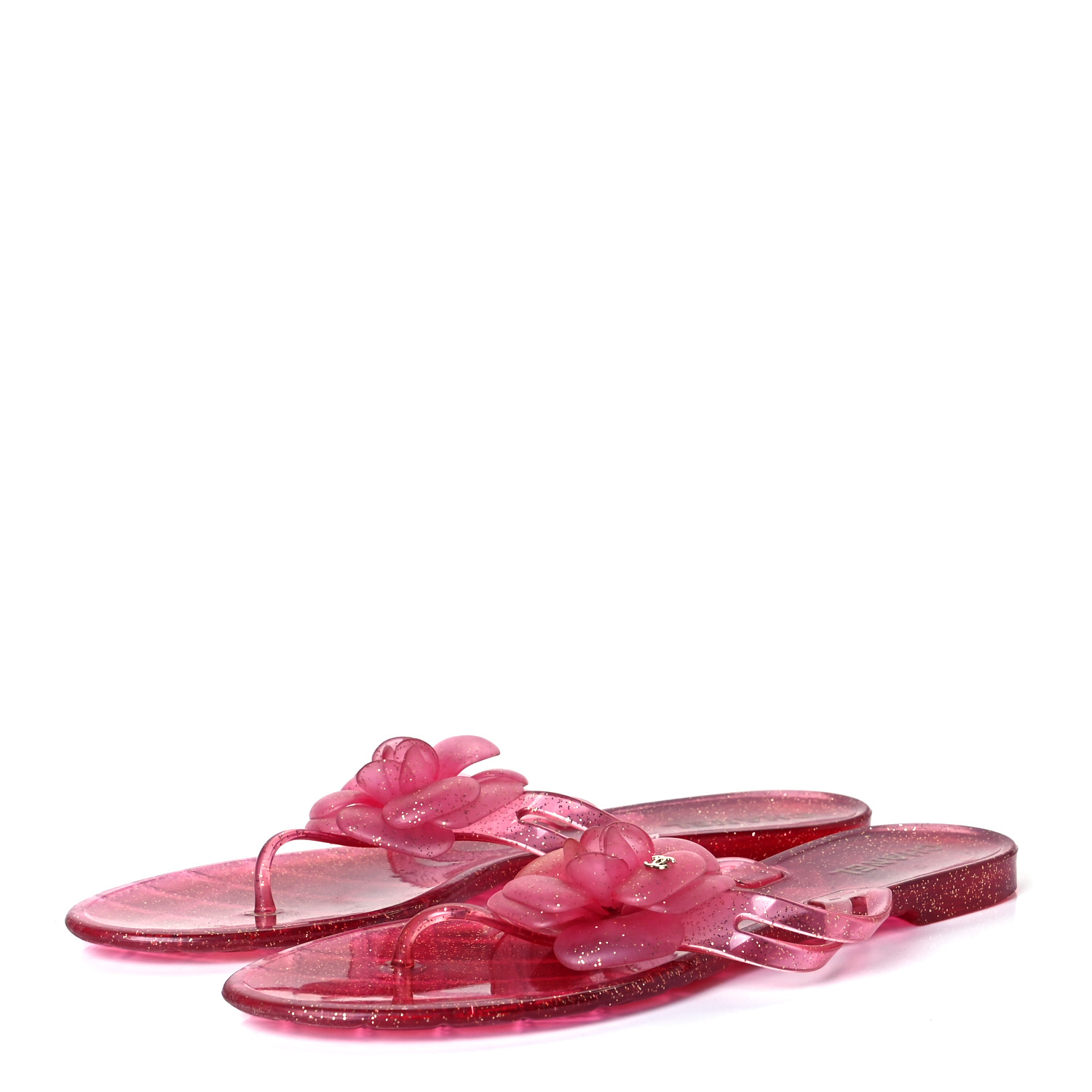 CHANEL グリッター フラワーサンダル ピンク 35 CHANEL Jelly Camellia Glitter Thong Sandals 41 Rose Clair