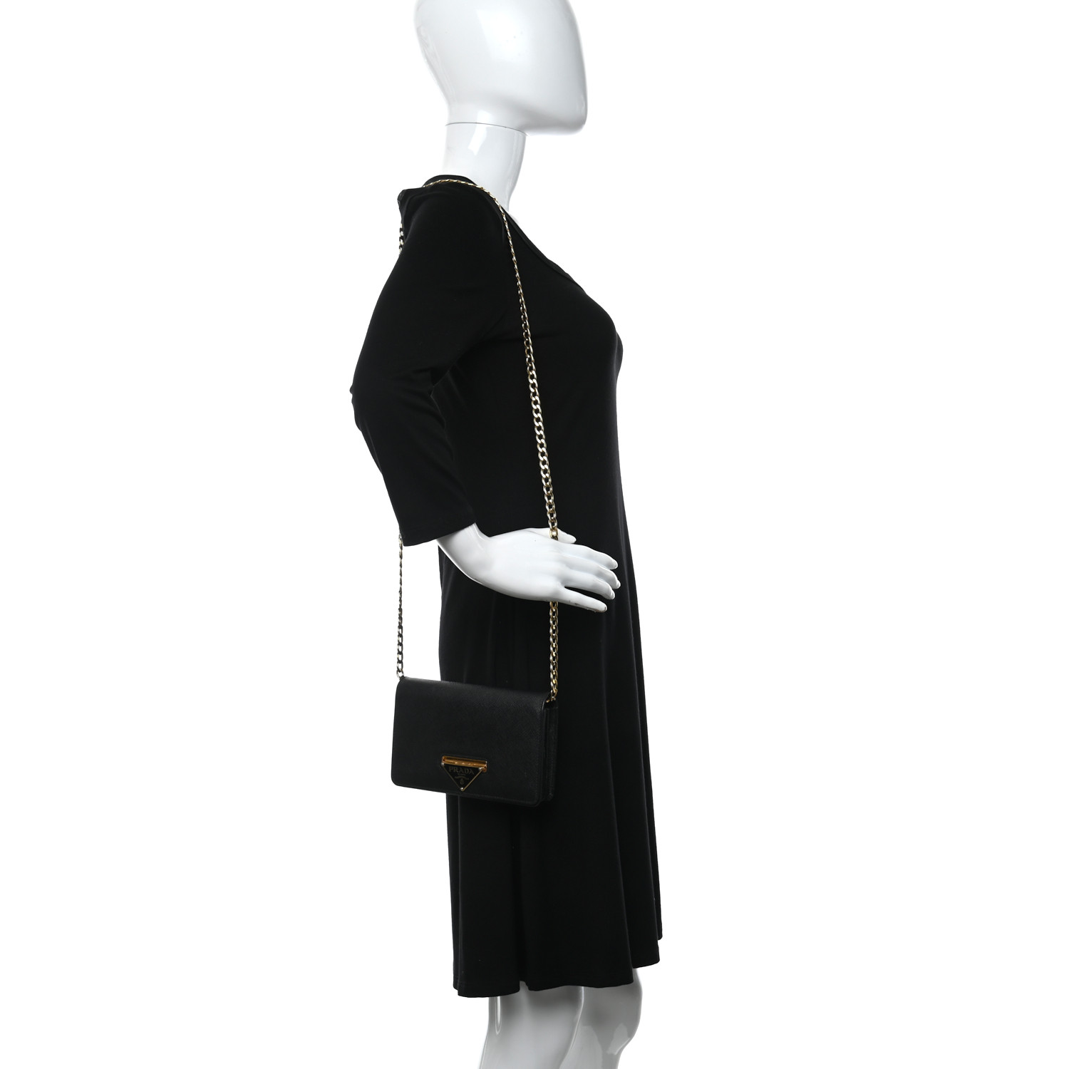 [BEENTRILL]★SAFFIANO CHAIN CROSS BAG Prada Saffiano Chain Crossbody Bag Black 1BP012 61653577 | eBay