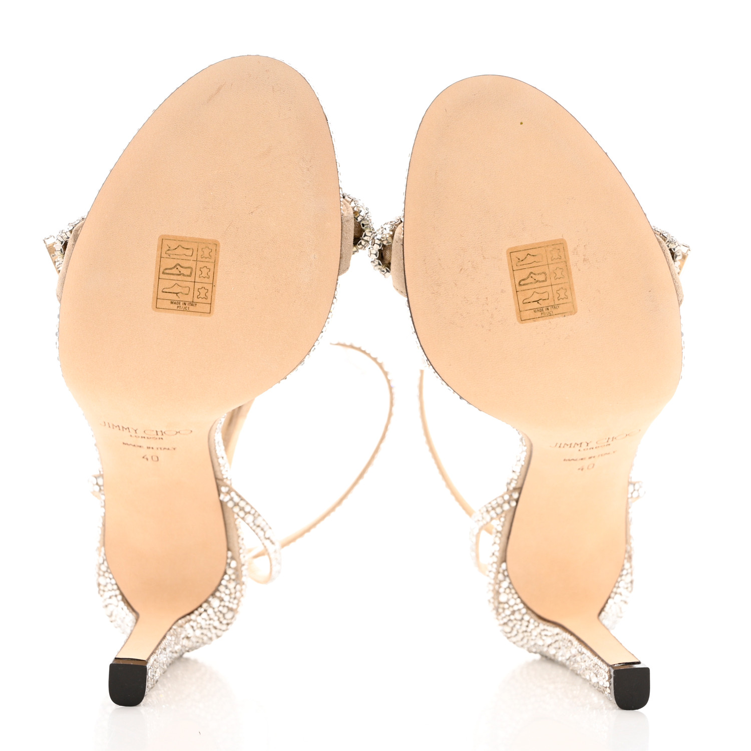 JIMMY CHOO Crystal Thyra 100 Sandals 40 Nude 1157915
