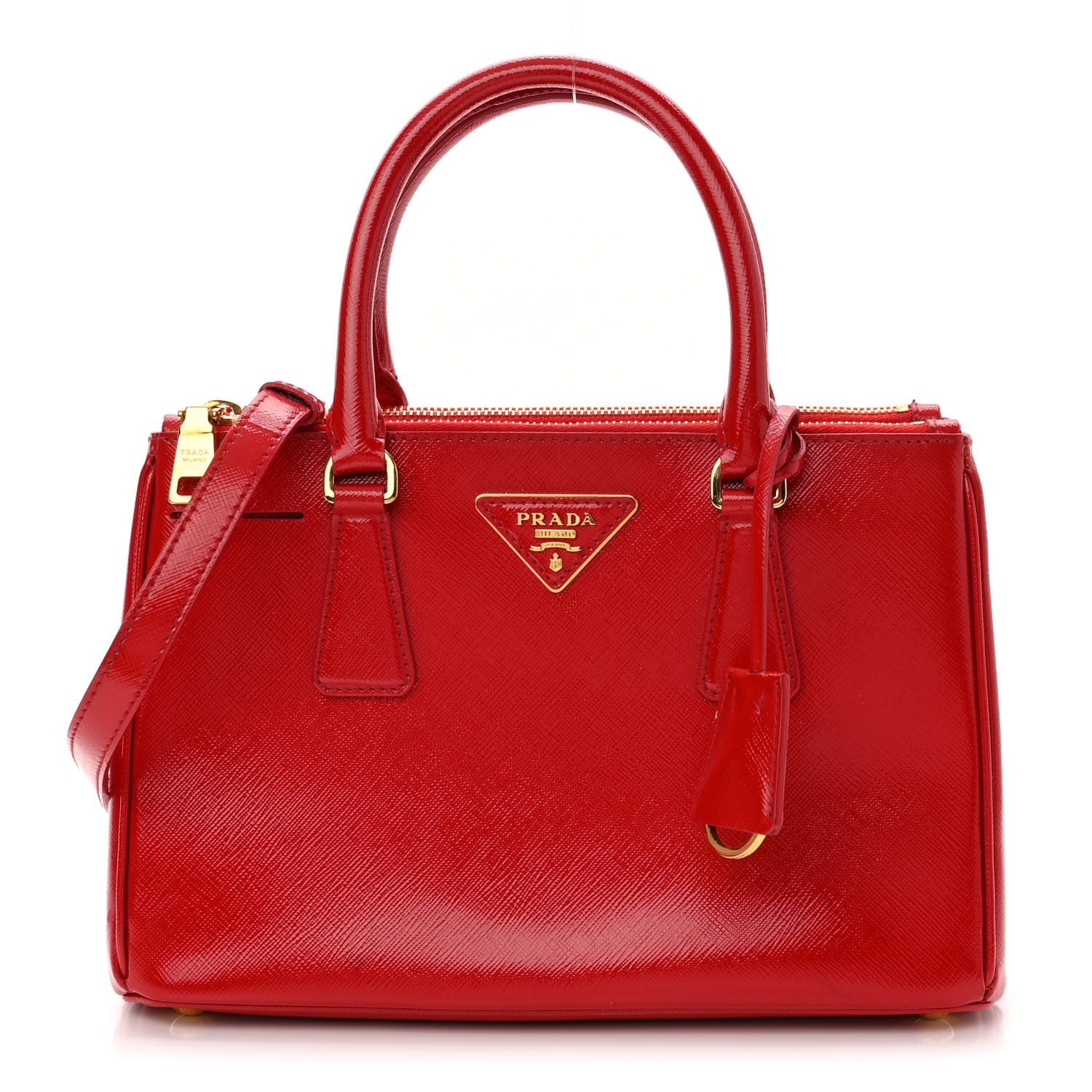 PRADA プラダ サフィアーノ ベルニ Rosso PRADA Saffiano Vernice Small Galleria Double Zip Rosso