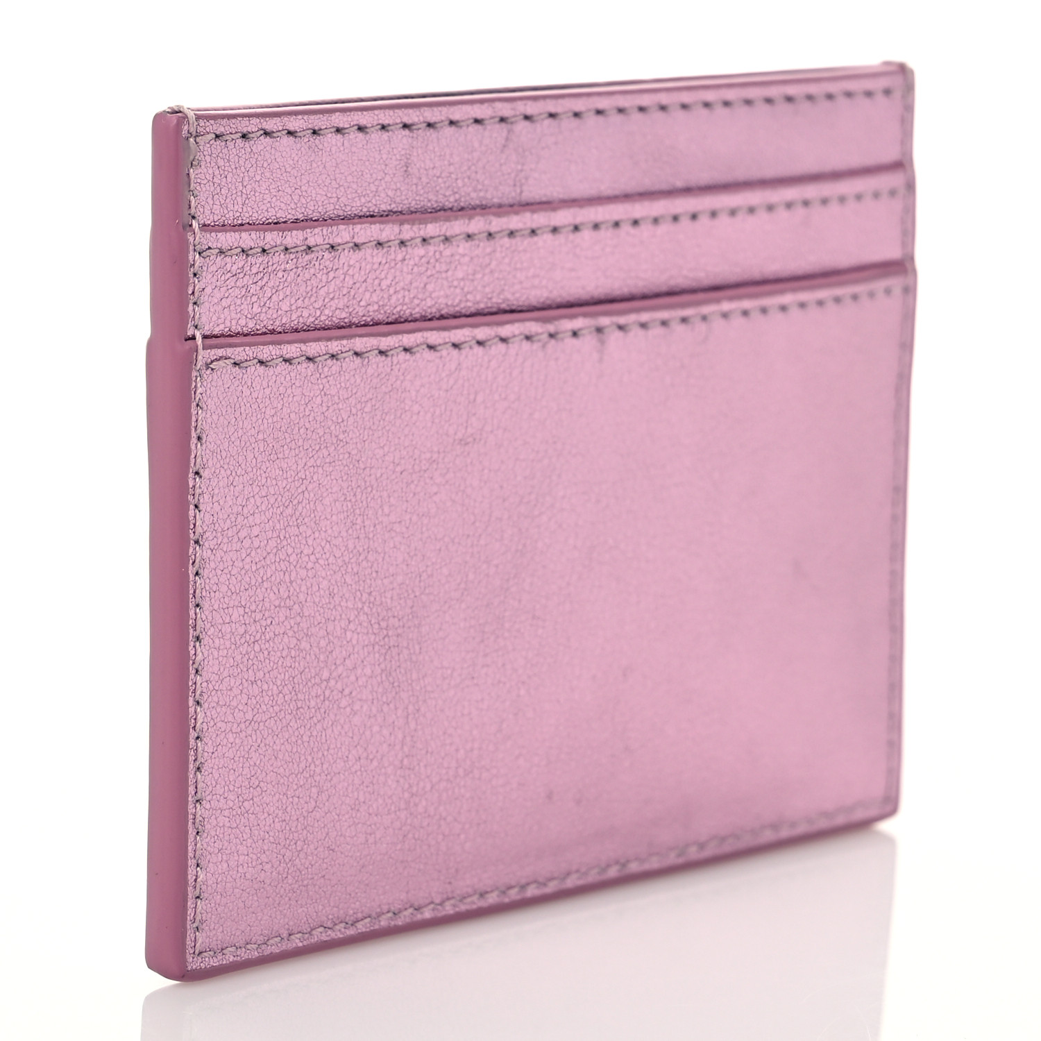 SAINT LAURENT Metallic Calfskin Monogram Credit Card Case