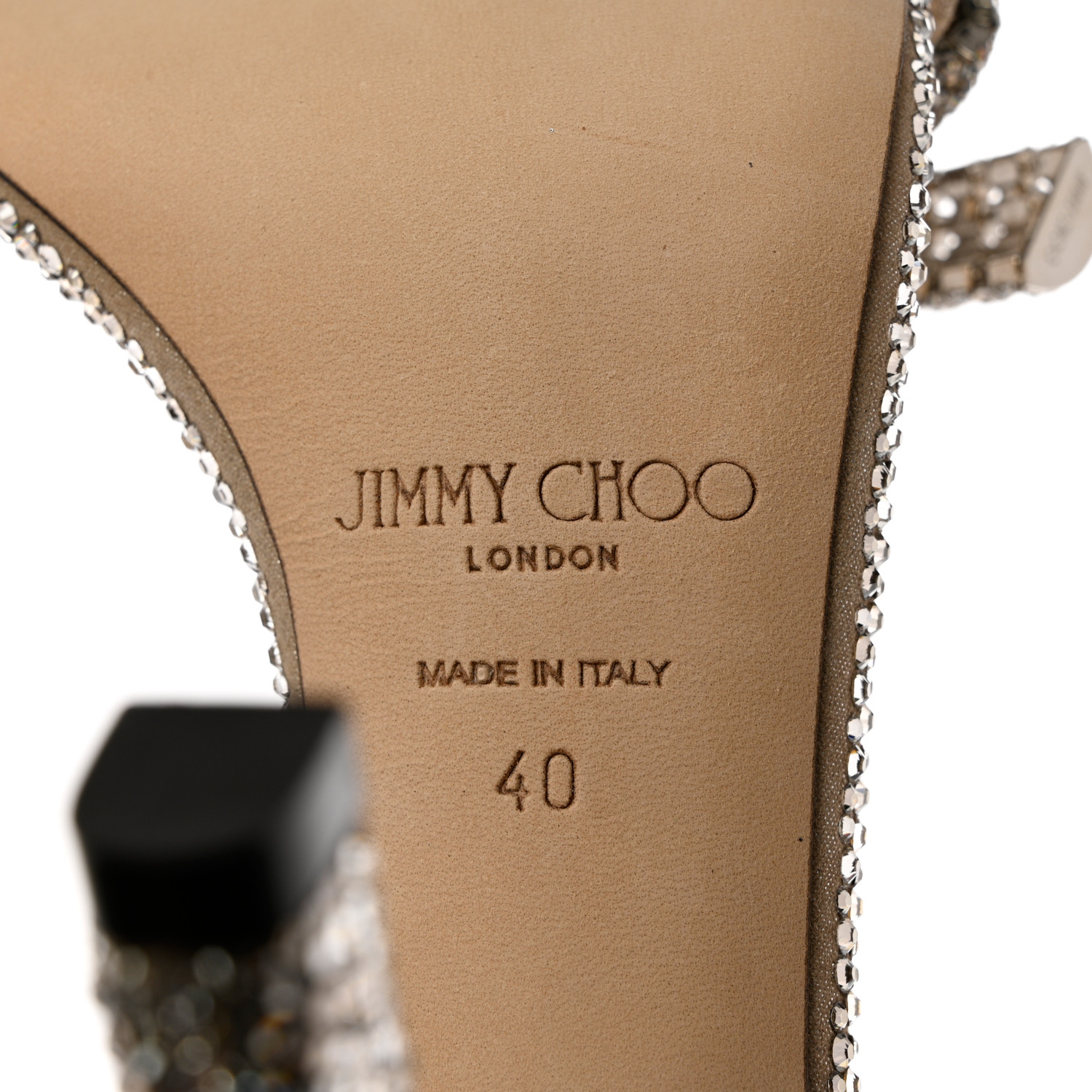 JIMMY CHOO Crystal Thyra 100 Sandals 40 Nude 1157915