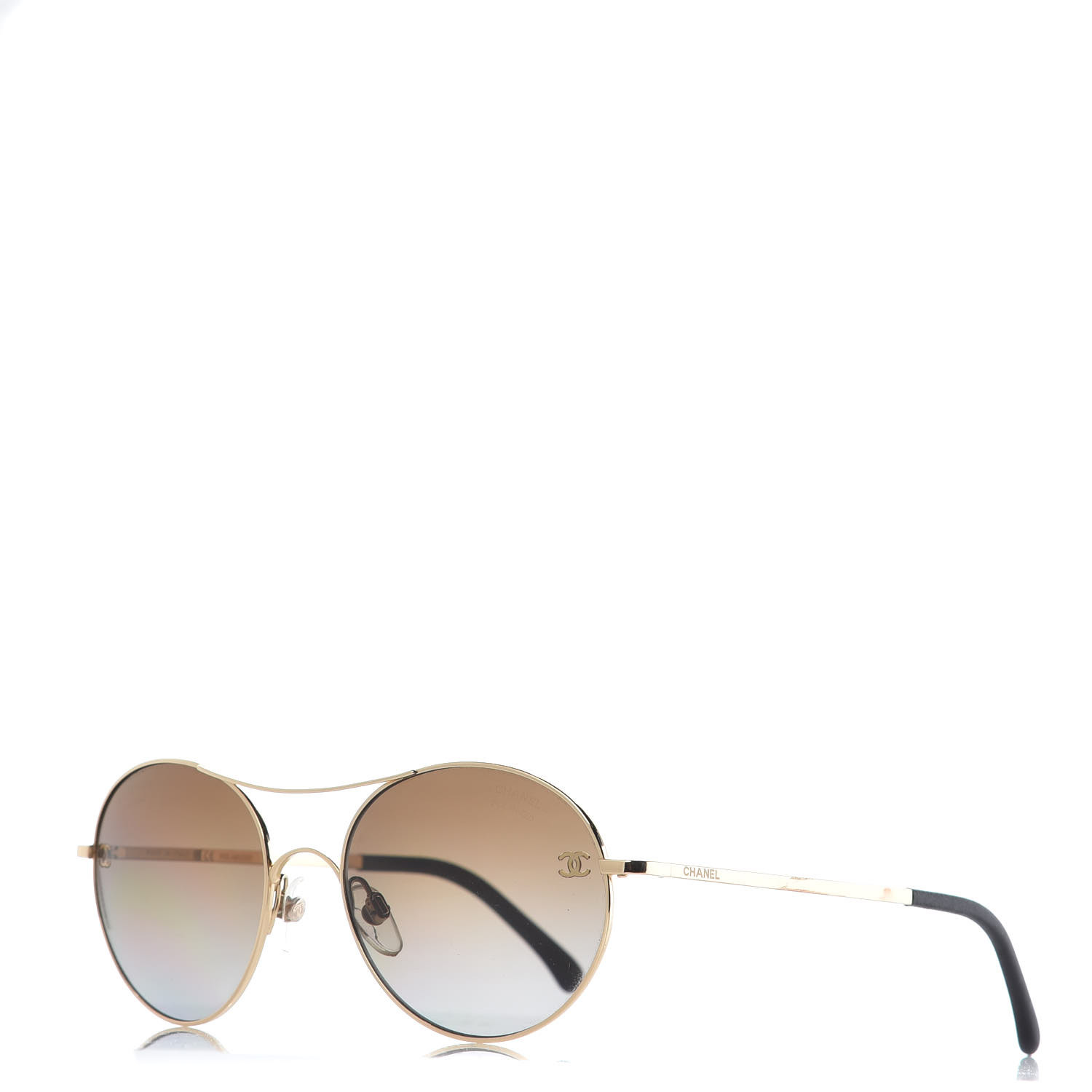 Chanel Gold 4190 Round Aviator Sunglasses Chanel