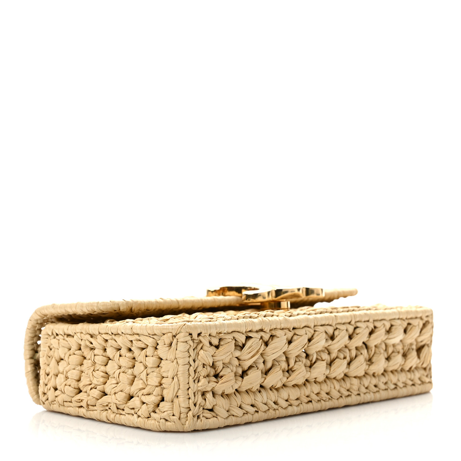関税込 CELINE CHAIN SHOULDER BAG IN RAFFIA EFFECT TEXTILE CELINE Raffia Effect Claude Chain Shoulder Bag Natural