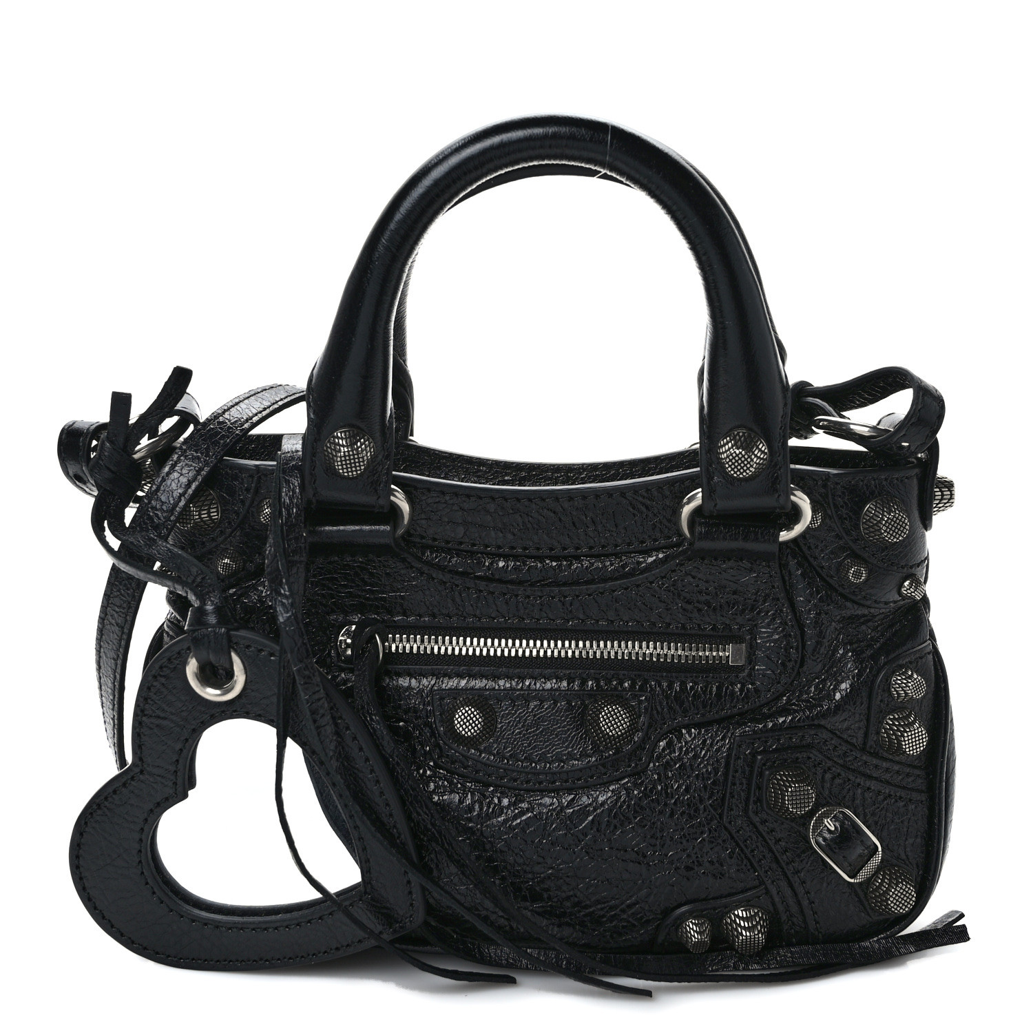 BALENCIAGA Agneau Arena Neo Cagole Mini Handbag Black