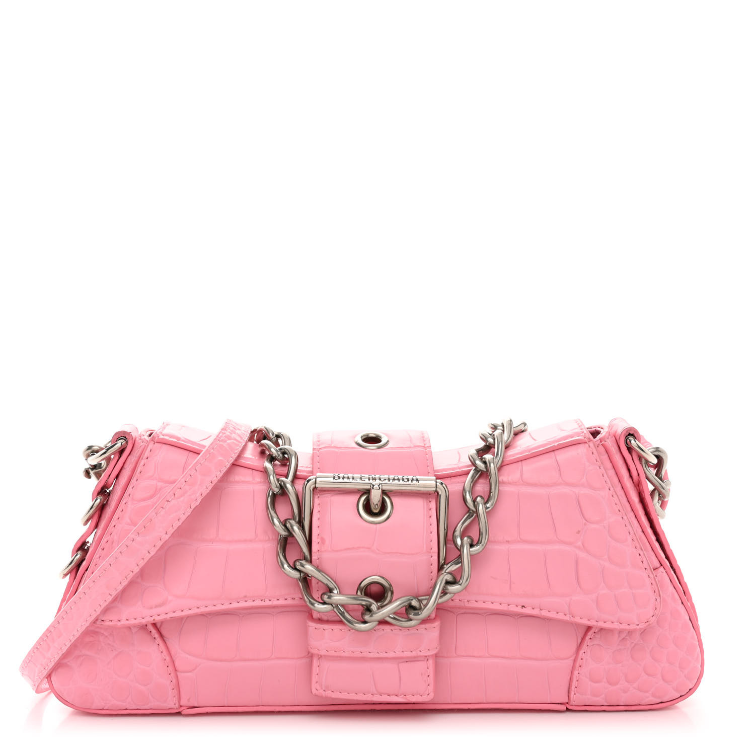 BALENCIAGA Calfskin Crocodile Embossed Small Lindsay