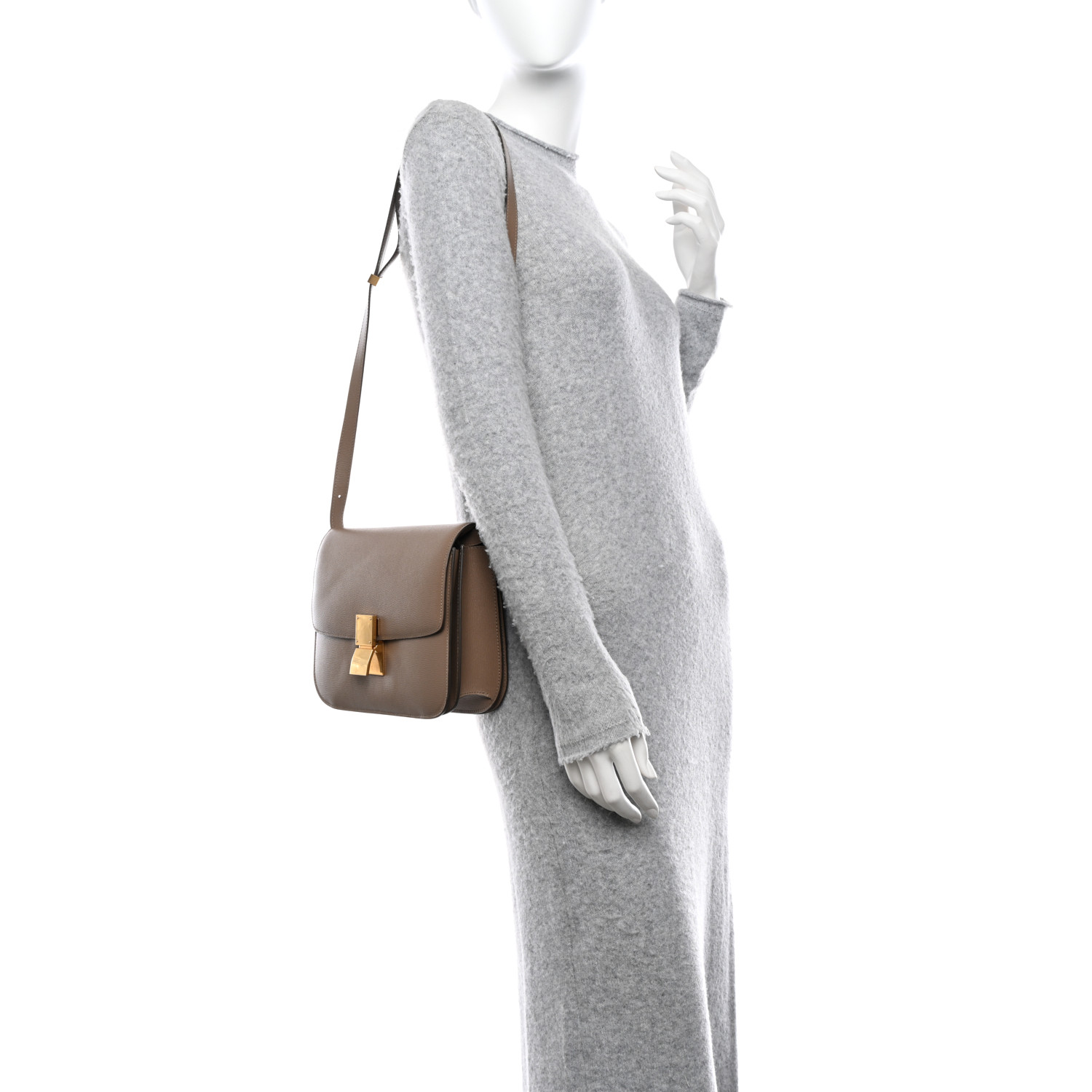 CELINE Liege Calfskin Medium Classic Box Flap Bag Taupe 2