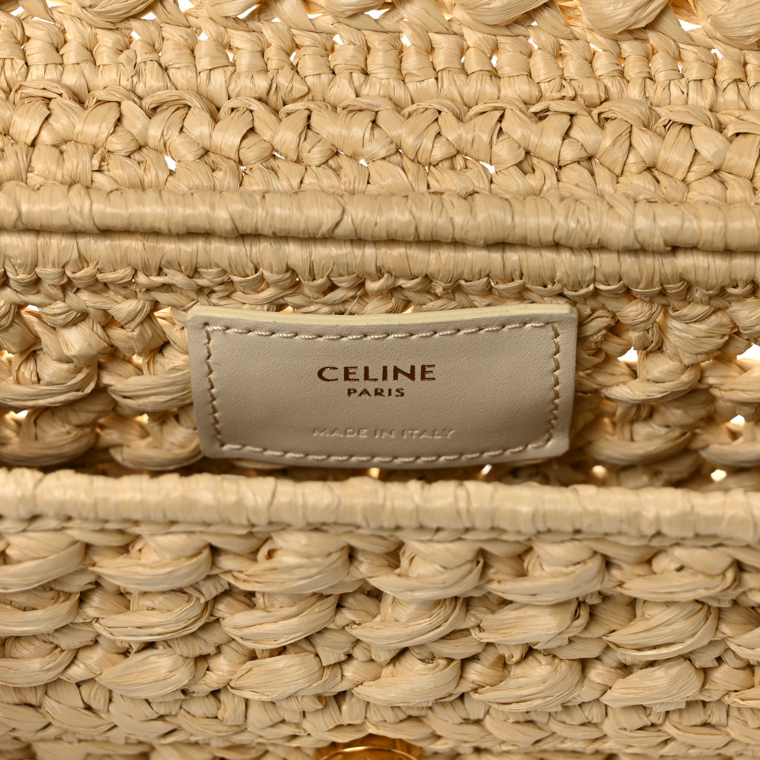 関税込 CELINE CHAIN SHOULDER BAG IN RAFFIA EFFECT TEXTILE CELINE Raffia Effect Claude Chain Shoulder Bag Natural