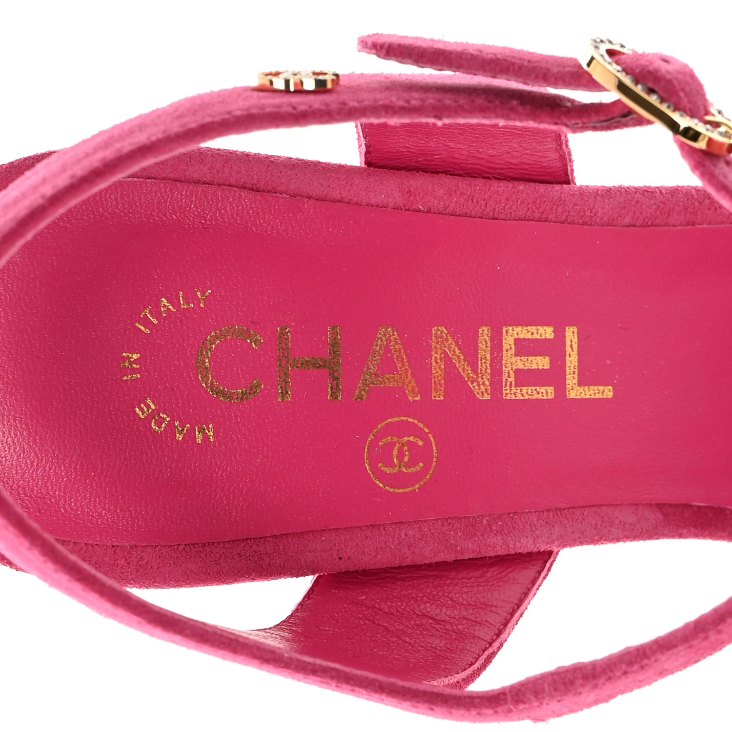 CHANEL Suede Lambskin Cap Toe Crystal Slingback Pumps 40