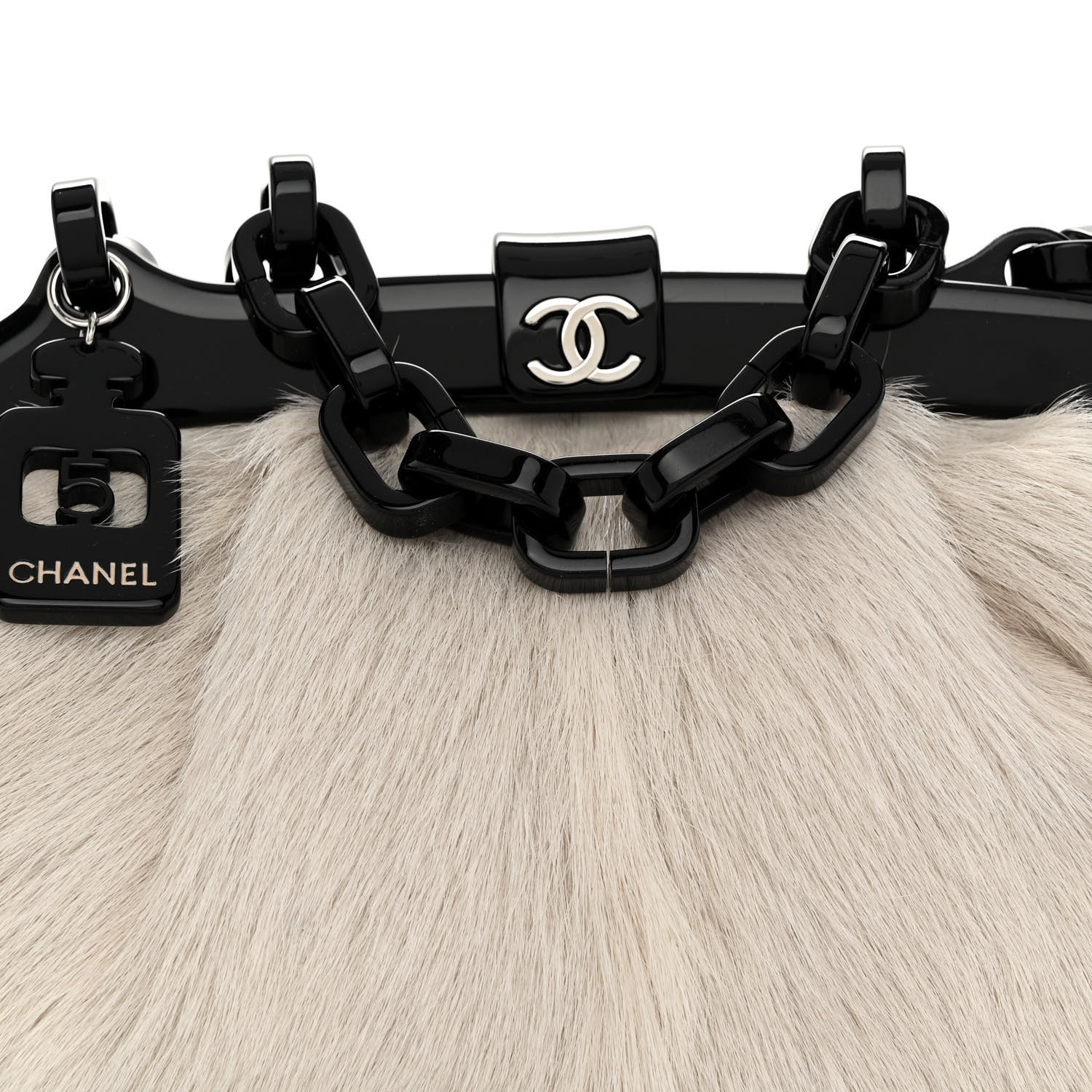 CHANEL Rabbit Fur N°5 Frame Bag Beige 1367436 | FASHIONPHILE
