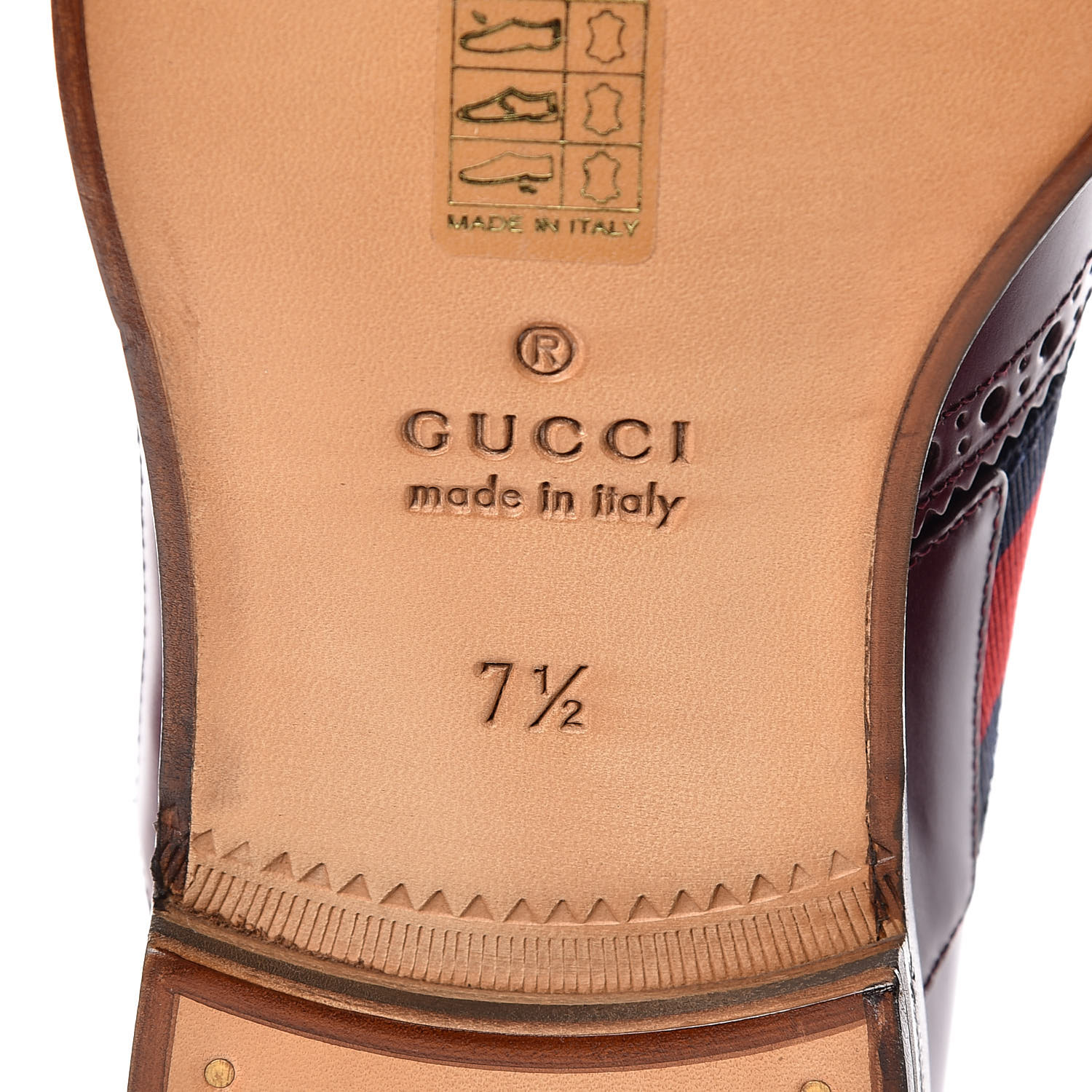 GUCCI Calfskin Web Bee Embroidered Mens Slip-On Brogue