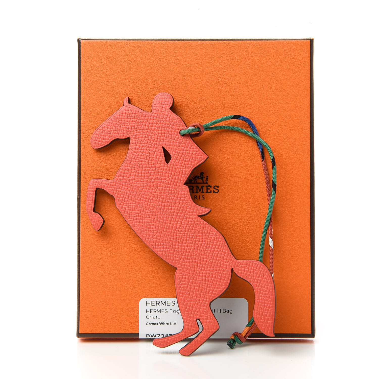 HERMES Epsom Togo Petit H Horse And Jockey Bag Charm Alezan