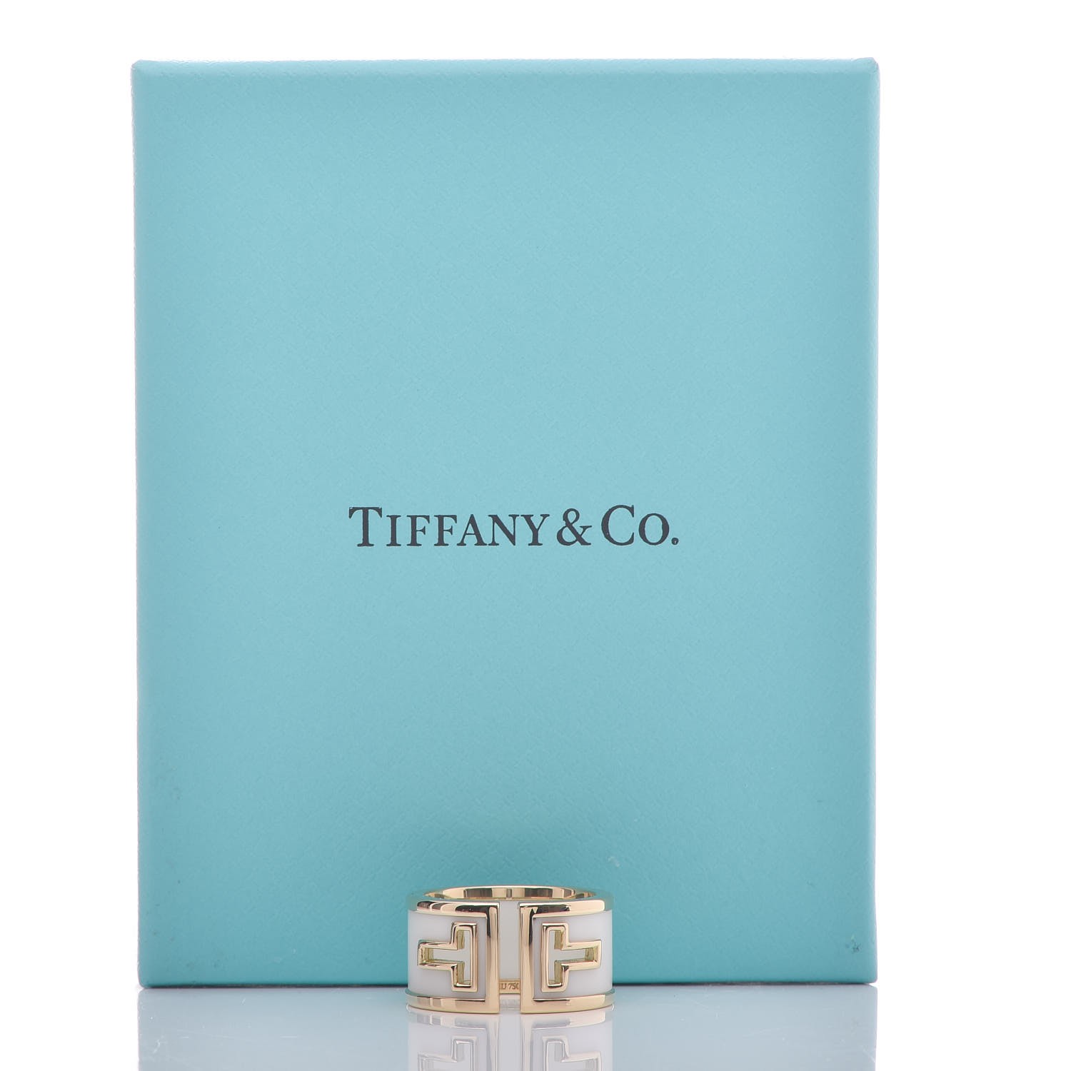 ティファニー TIFFANY TIFFANY 18K Yellow Gold White Ceramic T Cutout Ring 52 6
