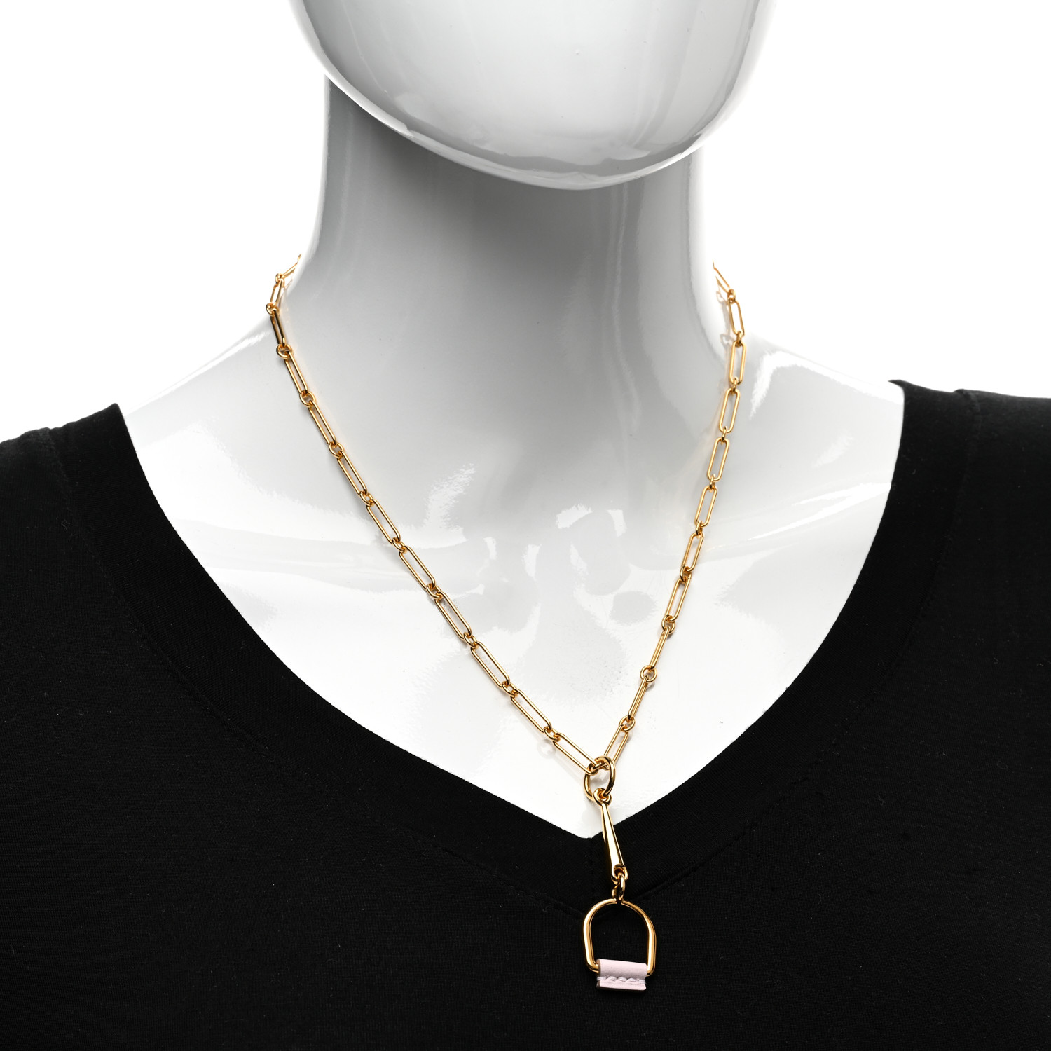 HERMES Swift Small Heritage Equestre Pendant Necklace Mauve