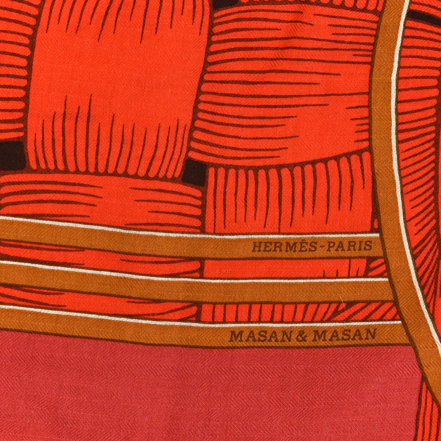 HERMES Cashmere Silk Masan & Masan Giant Triangle Scarf