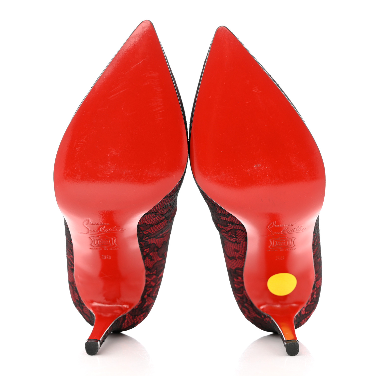 CHRISTIAN LOUBOUTIN Lace Pigalle Follies 100 Pumps 38 Red