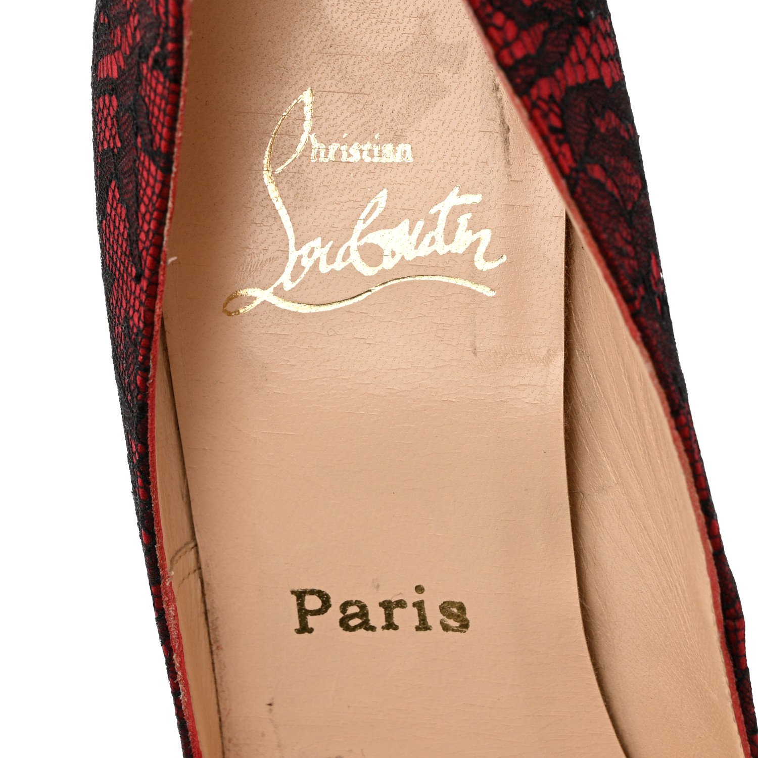 CHRISTIAN LOUBOUTIN Lace Pigalle Follies 100 Pumps 38 Red