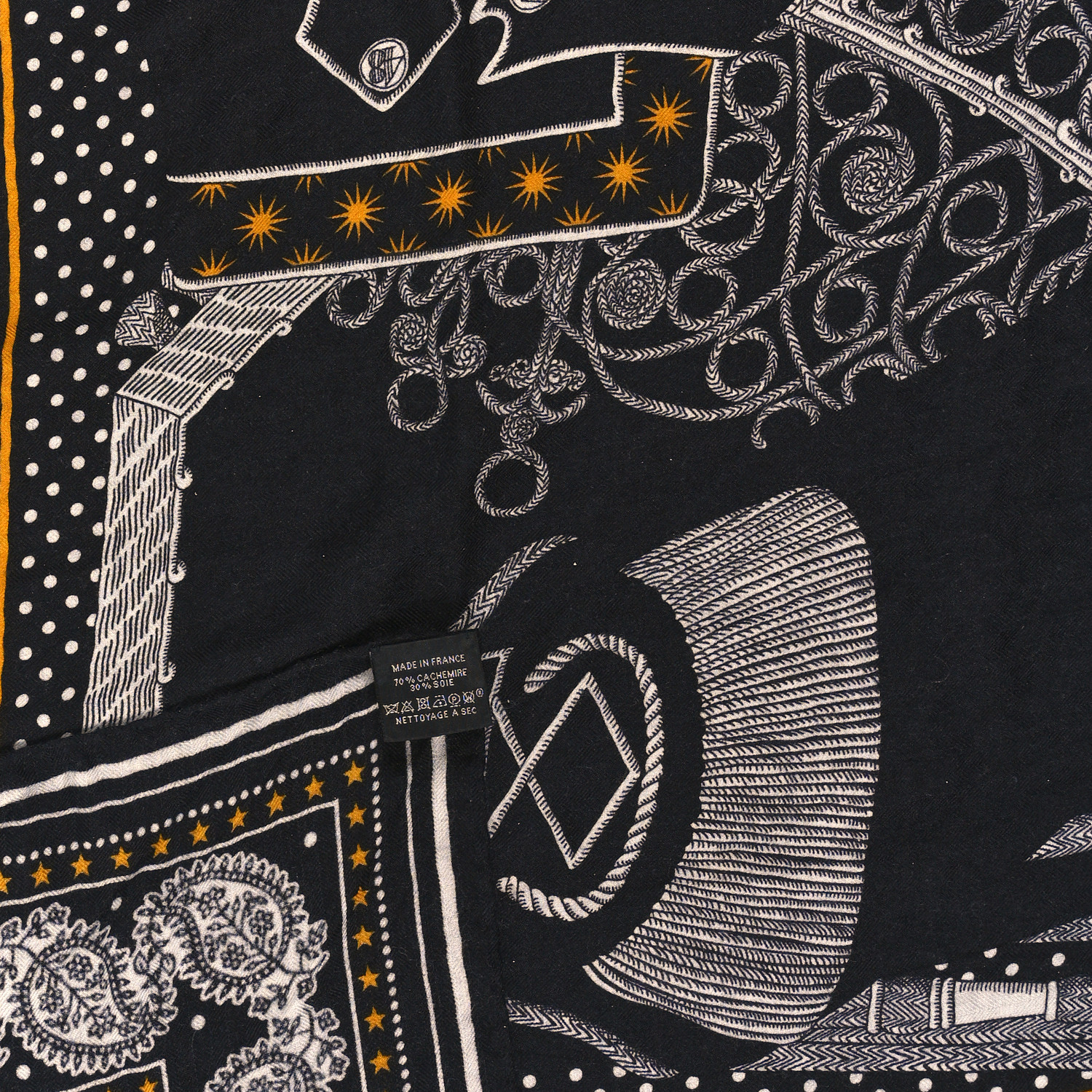(HERMES) カレジェアン140 Zouaves et Dragons Bandana embroidered-zouaves-et-dragons