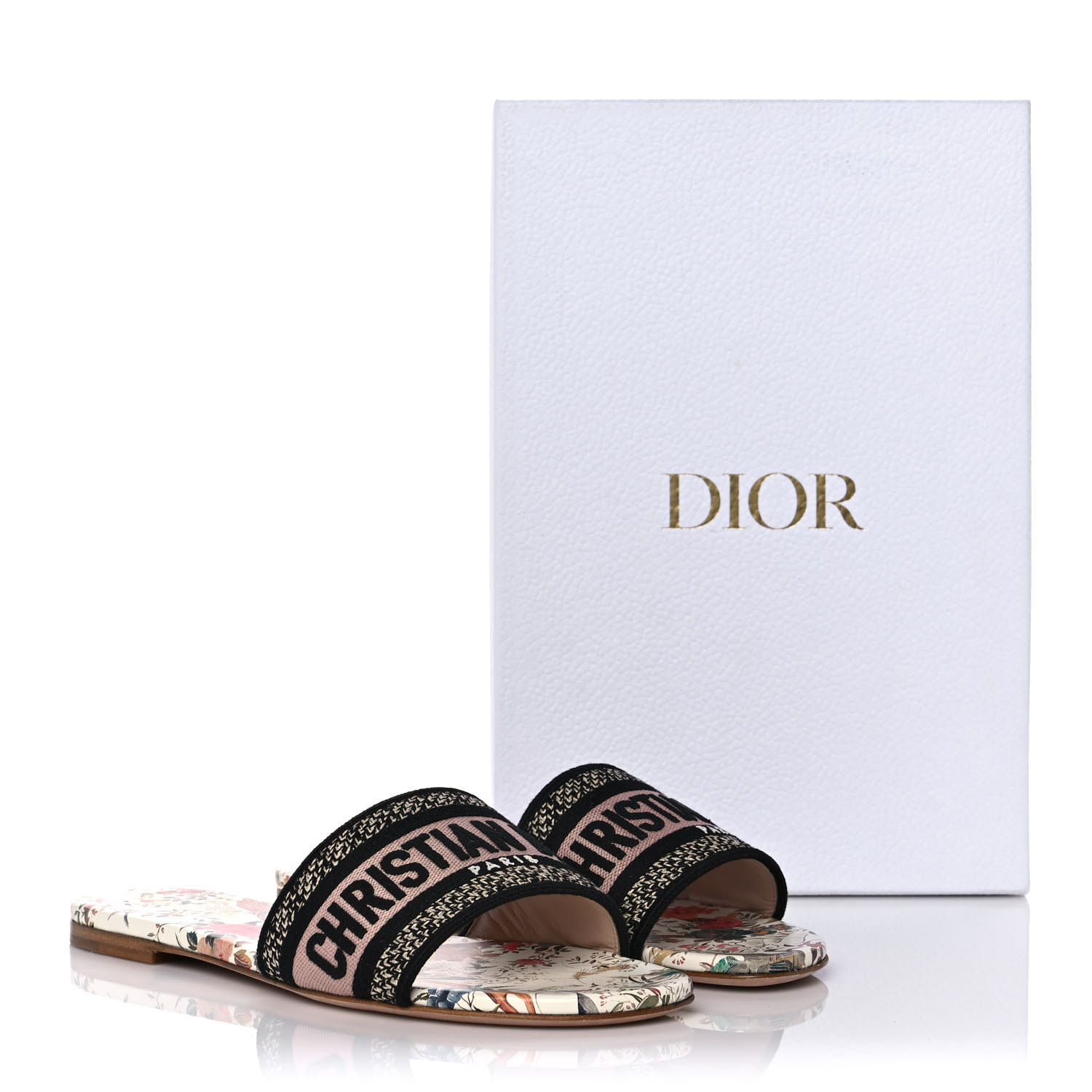 Dior Jardin d'Hiver エンブロイダリー コットンサンダル Christian Dior Dway Jardín D' Hiver Embroidered Logo Slide