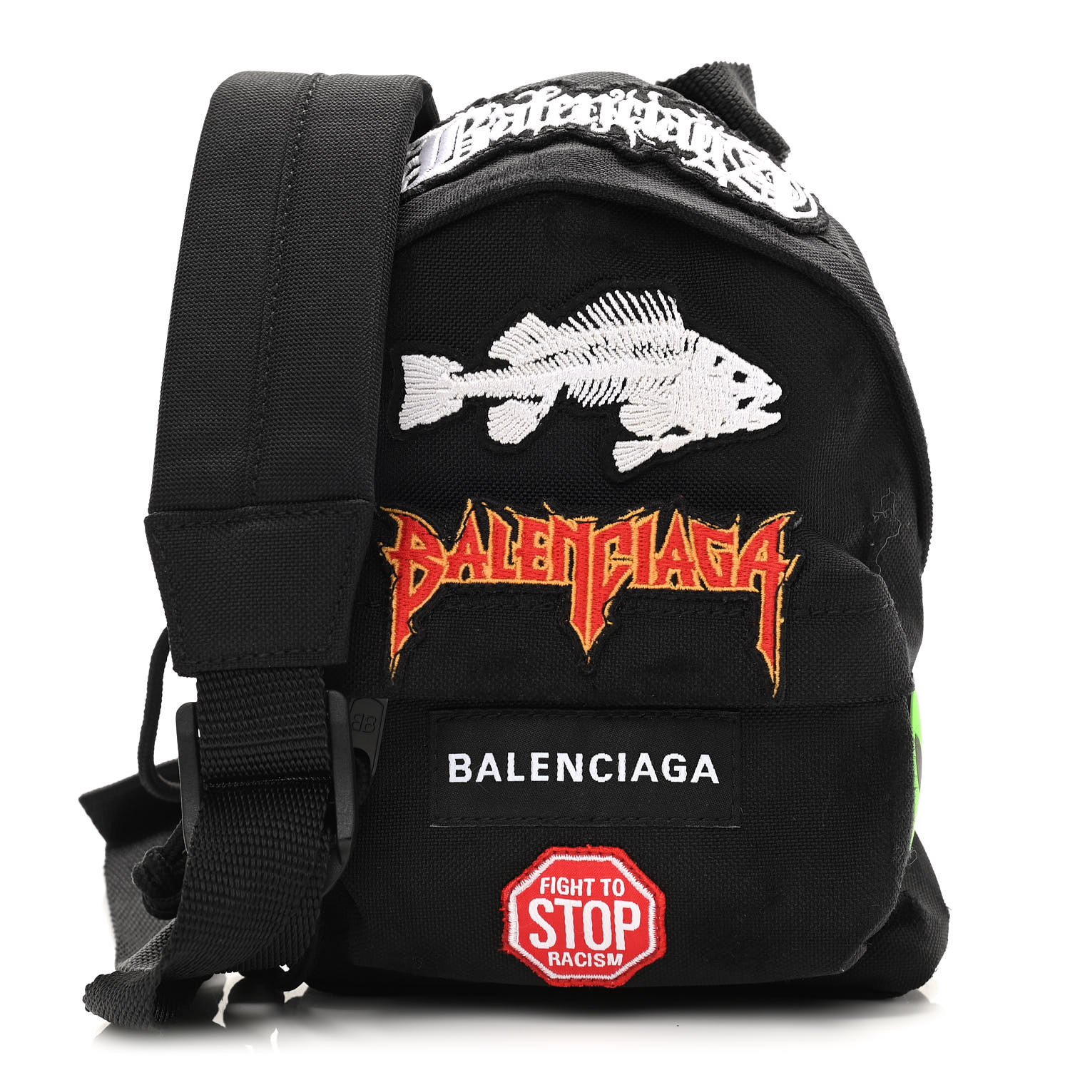 【BALENCIAGA】Small Logo Patch Explorer Crossbag/追跡可能 BALENCIAGA Recycled Casual Nylon Patches Mini Explorer