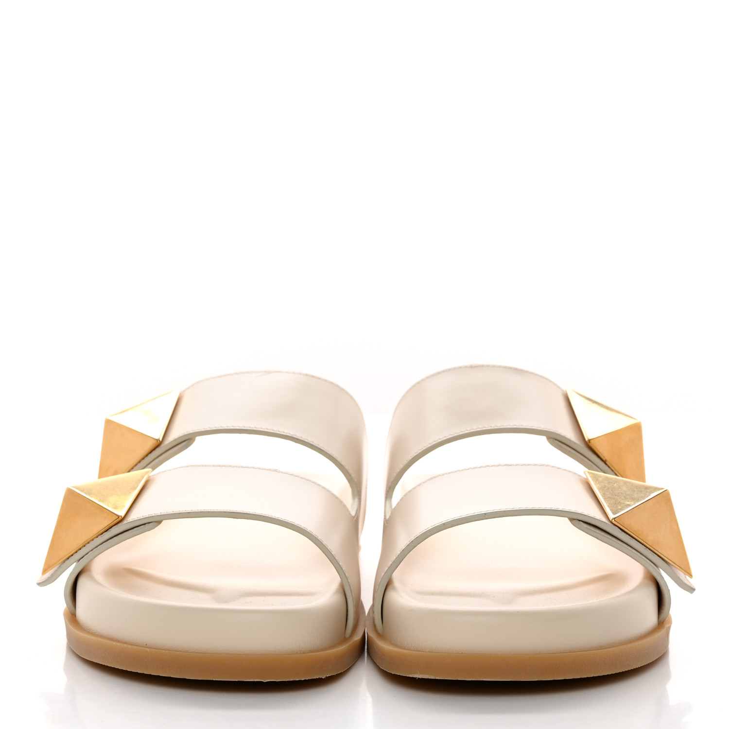VALENTINO GARAVANI Calfskin Roman Stud Slide Sandals 40