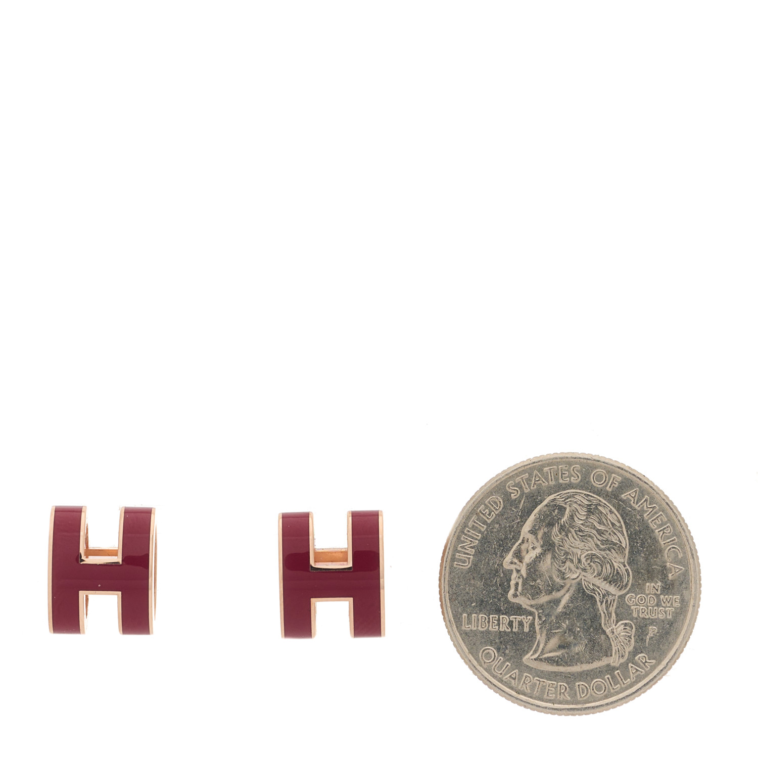 HERMES Rose Gold Lacquered Pop H Earrings Rouge H 1386478