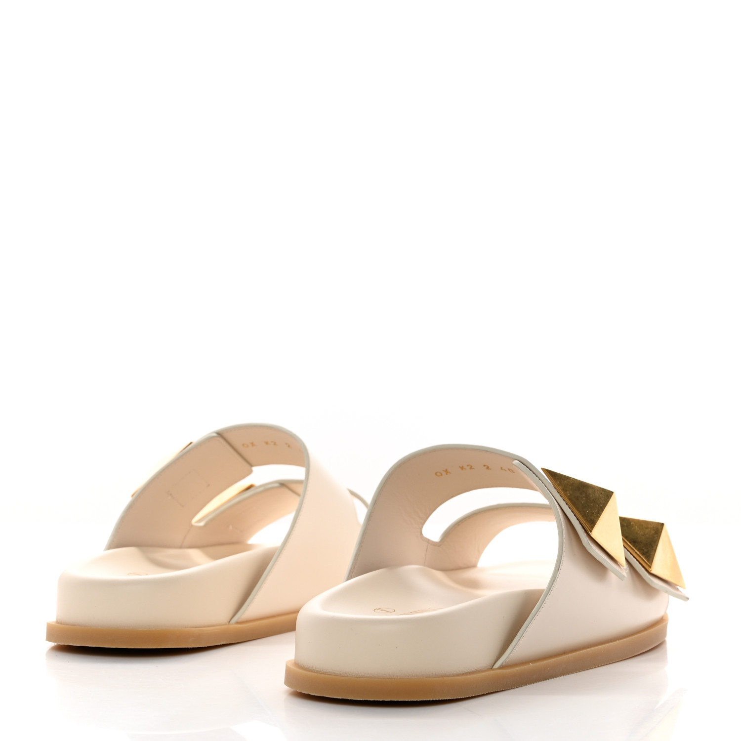 VALENTINO GARAVANI Calfskin Roman Stud Slide Sandals 40