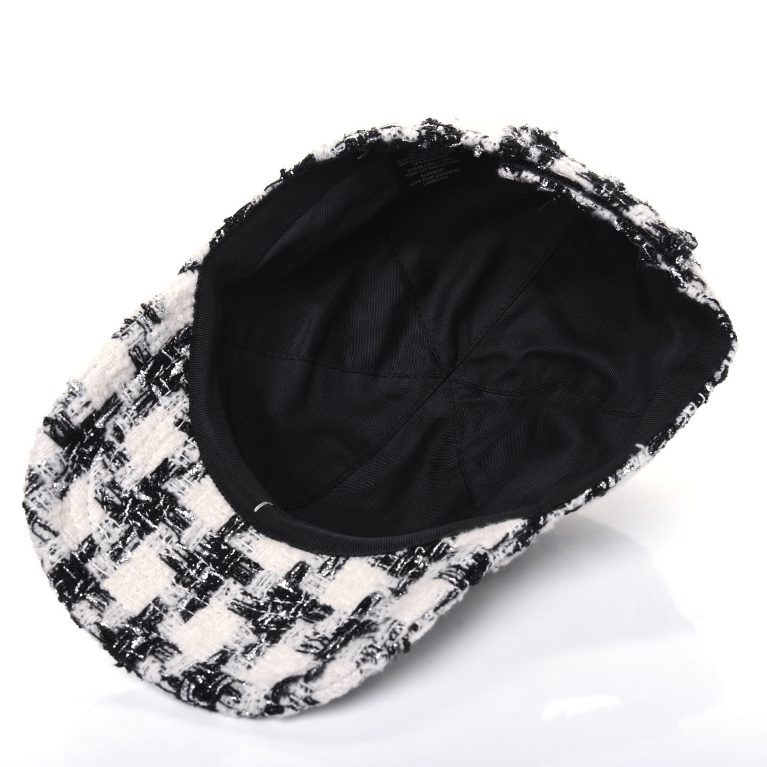 CHANEL Tweed CC Cap Hat M Black White 755756 | FASHIONPHILE