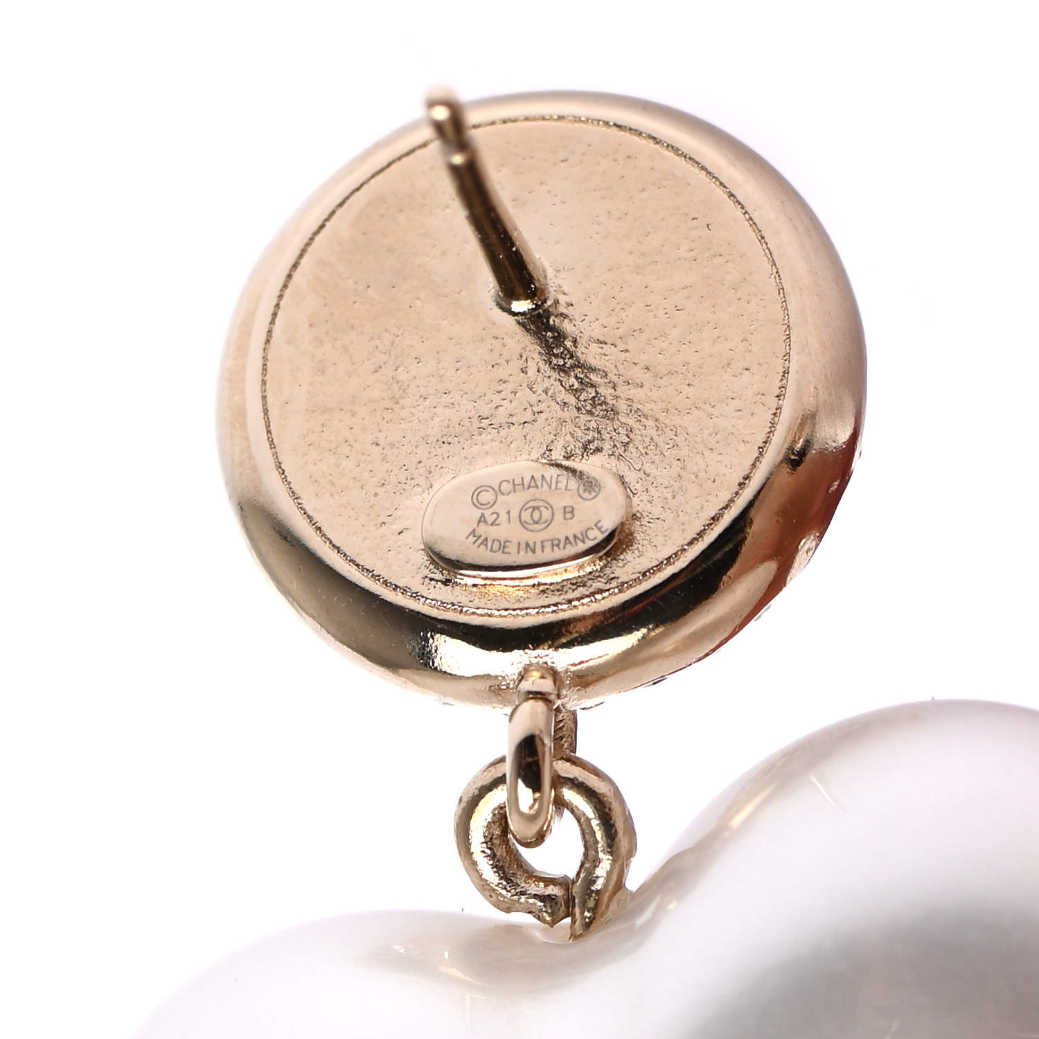 【心躍る瞬間】【CHANEL】Pendant Earrings l Resin Chanel 25P CC Logo Pink Metal Resin Gold Tone Stud Pearl