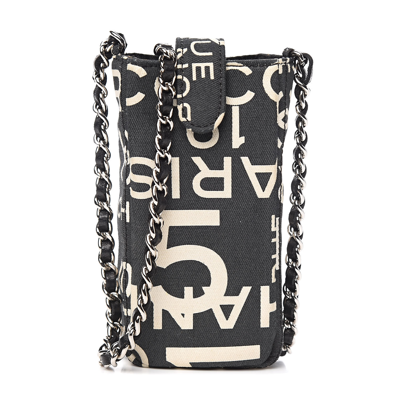 CHANEL Canvas 31 Rue Cambon Phone Holder Black 505624