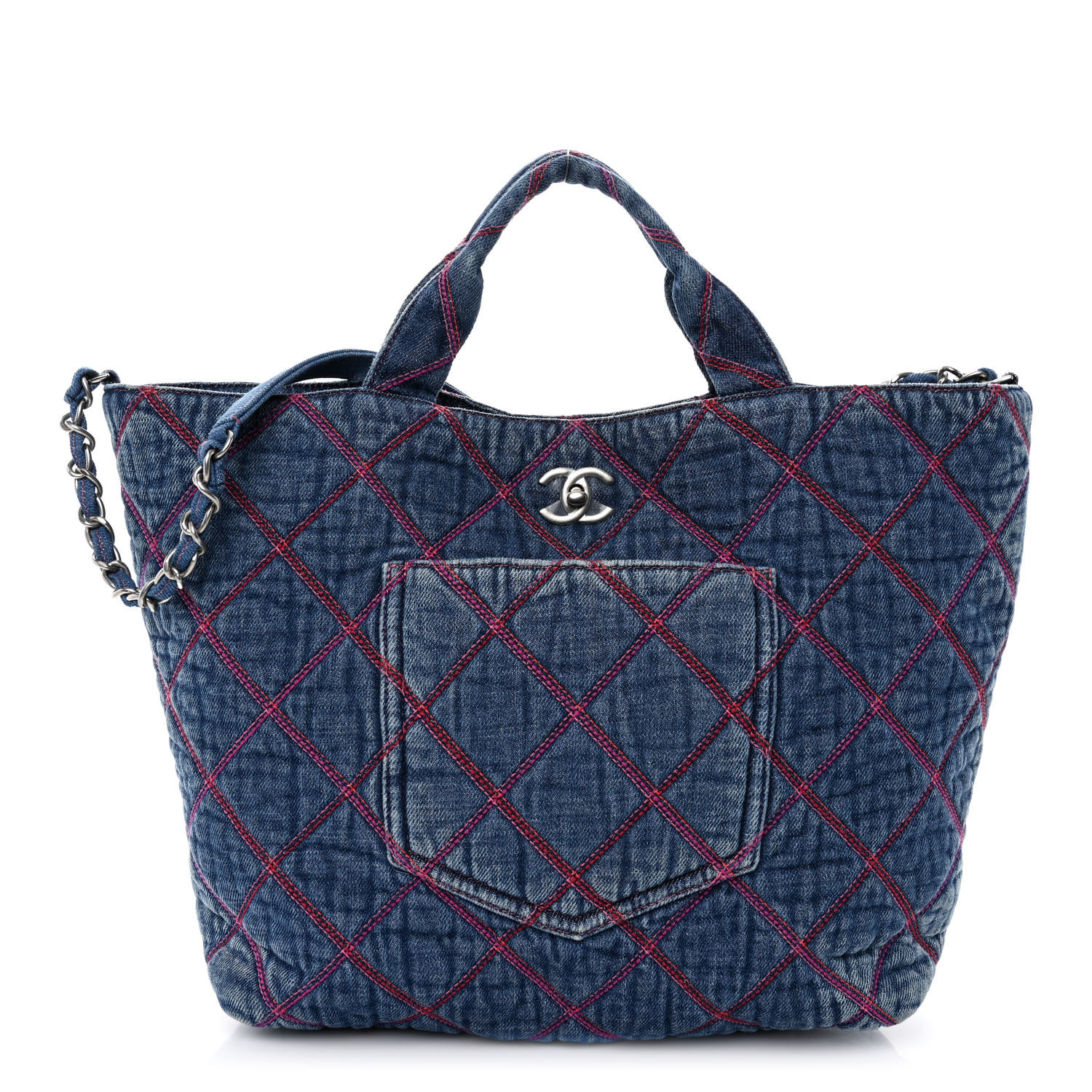 バカンスに持ちたい ココビーチ CHANEL デニムトートバッグ CHANEL Denim Stitched Coco Beach Shopping Tote Blue 1432424