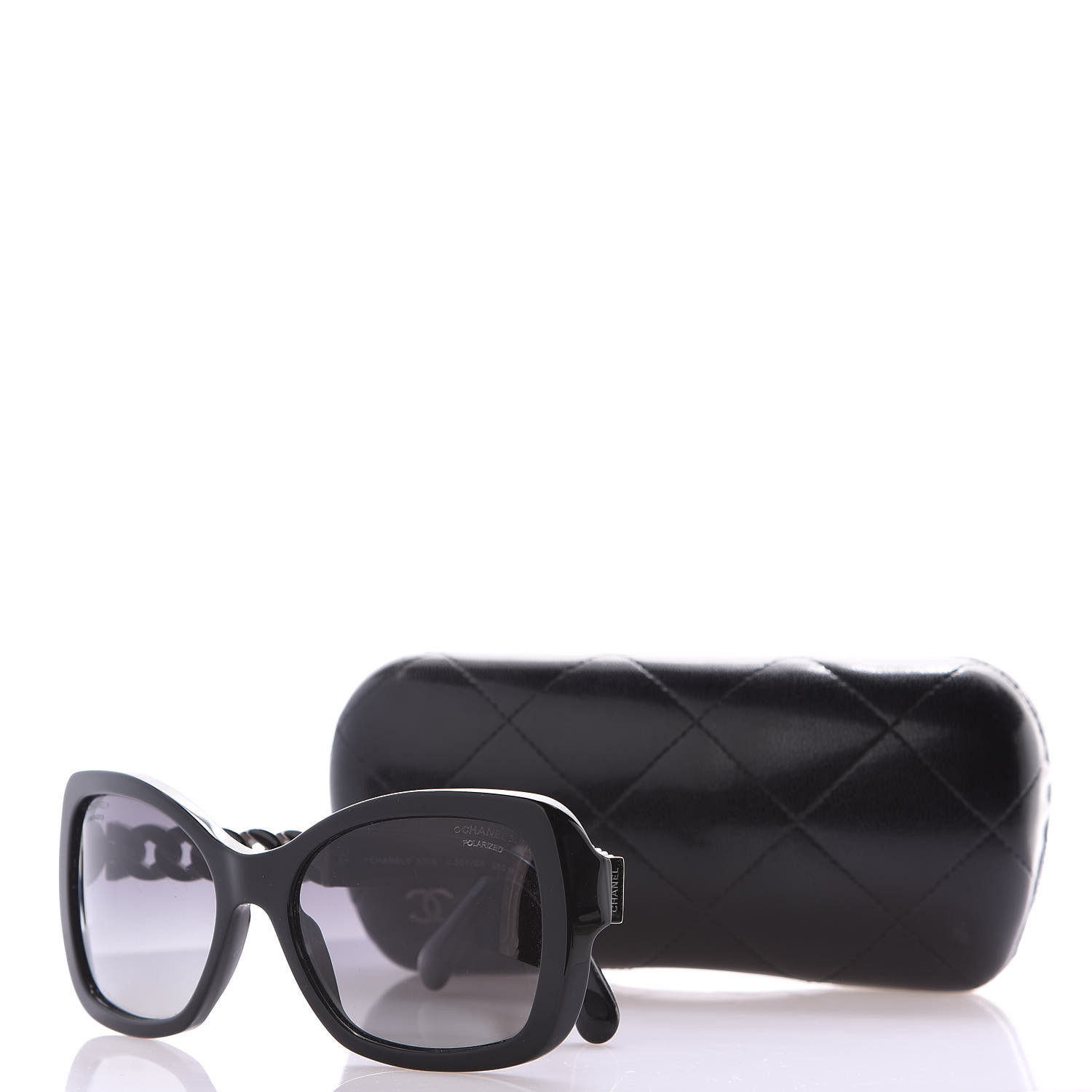 CHANEL Acetate Metal Polarized Chain Square Sunglasses 5305