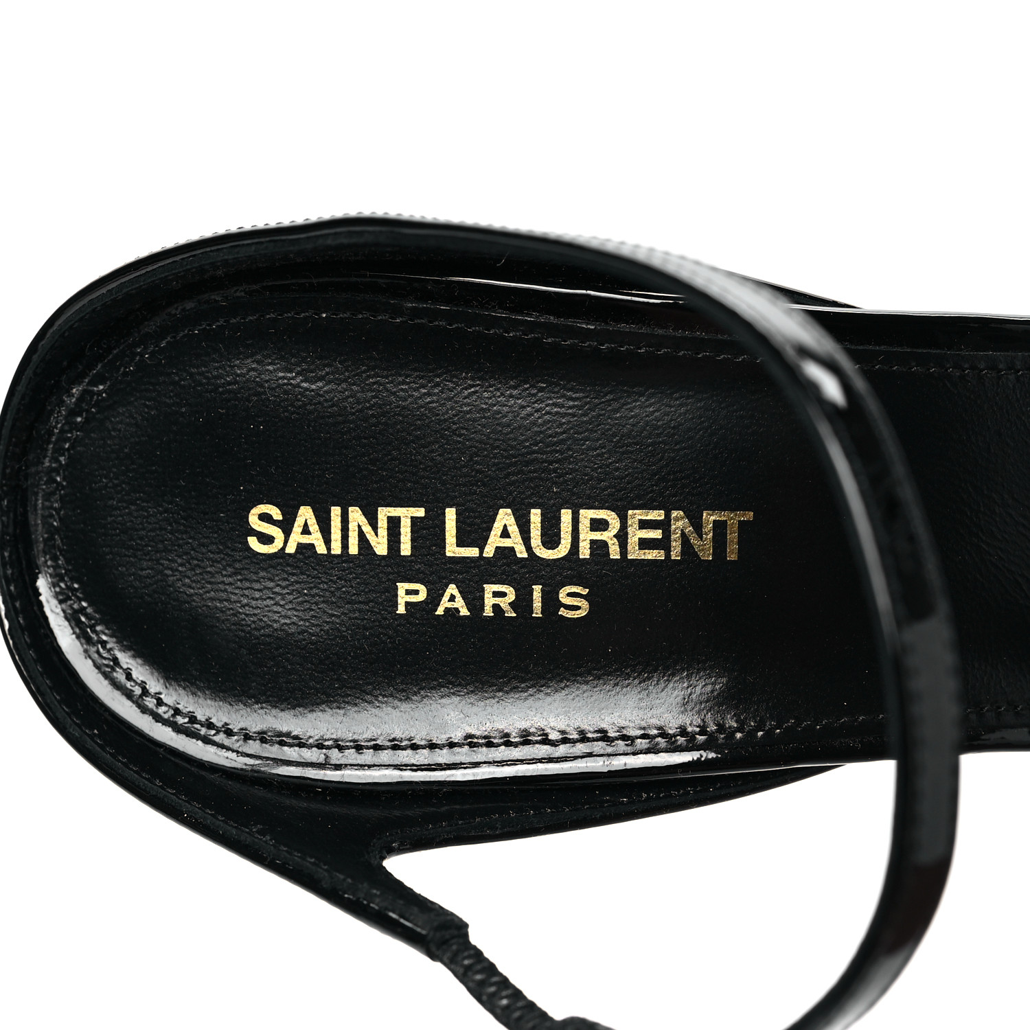 SAINT LAURENT Patent Gippy Crisscross Mule Sandals 41 Black