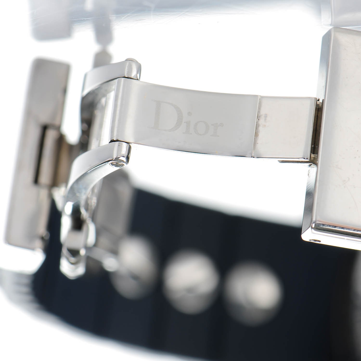 CHRISTIAN DIOR Stainless Steel Rubber Diamond Blue Sapphire