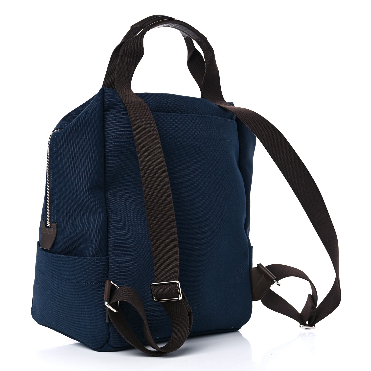 HERMES Toile Groom School Backpack Bleu Navy Feu 1390690
