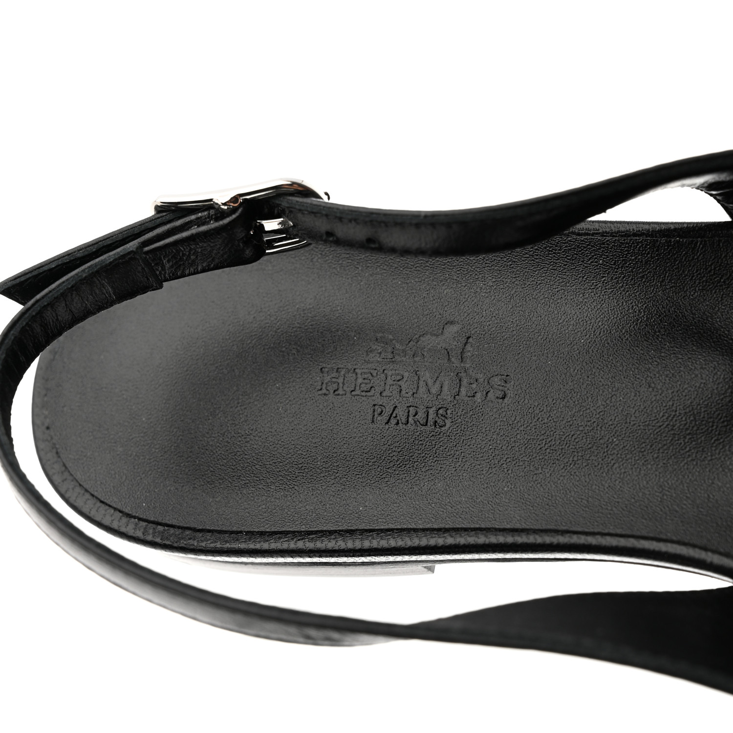 HERMES Goatskin Innocente Slingback Mules 39 Black 1401285