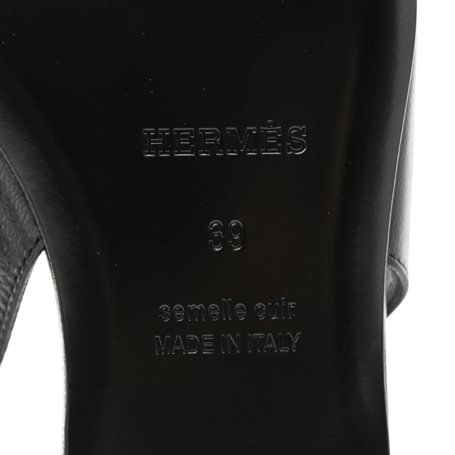 HERMES Goatskin Innocente Slingback Mules 39 Black 1401285